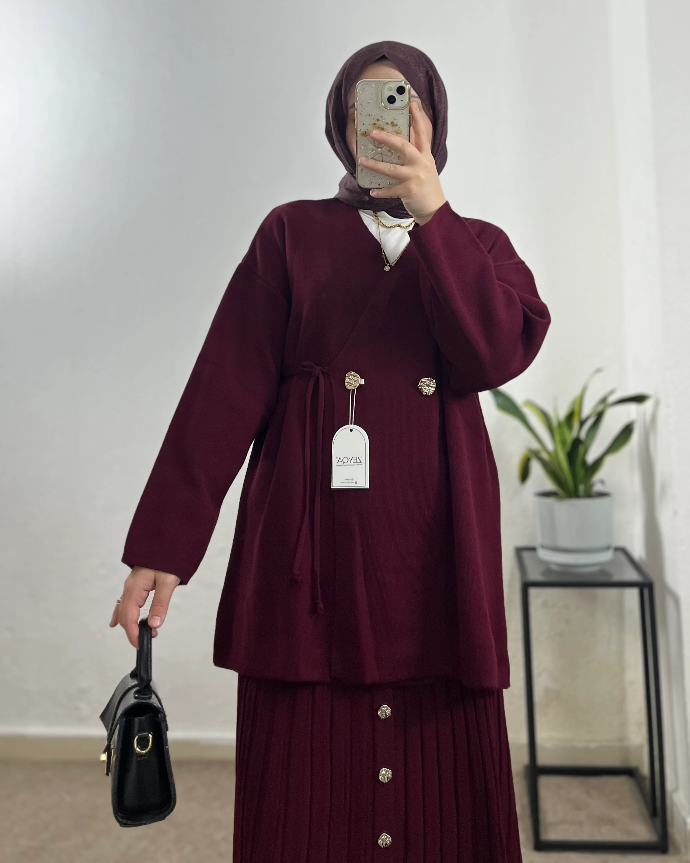 Ceketli Triko Takım  - Bordo