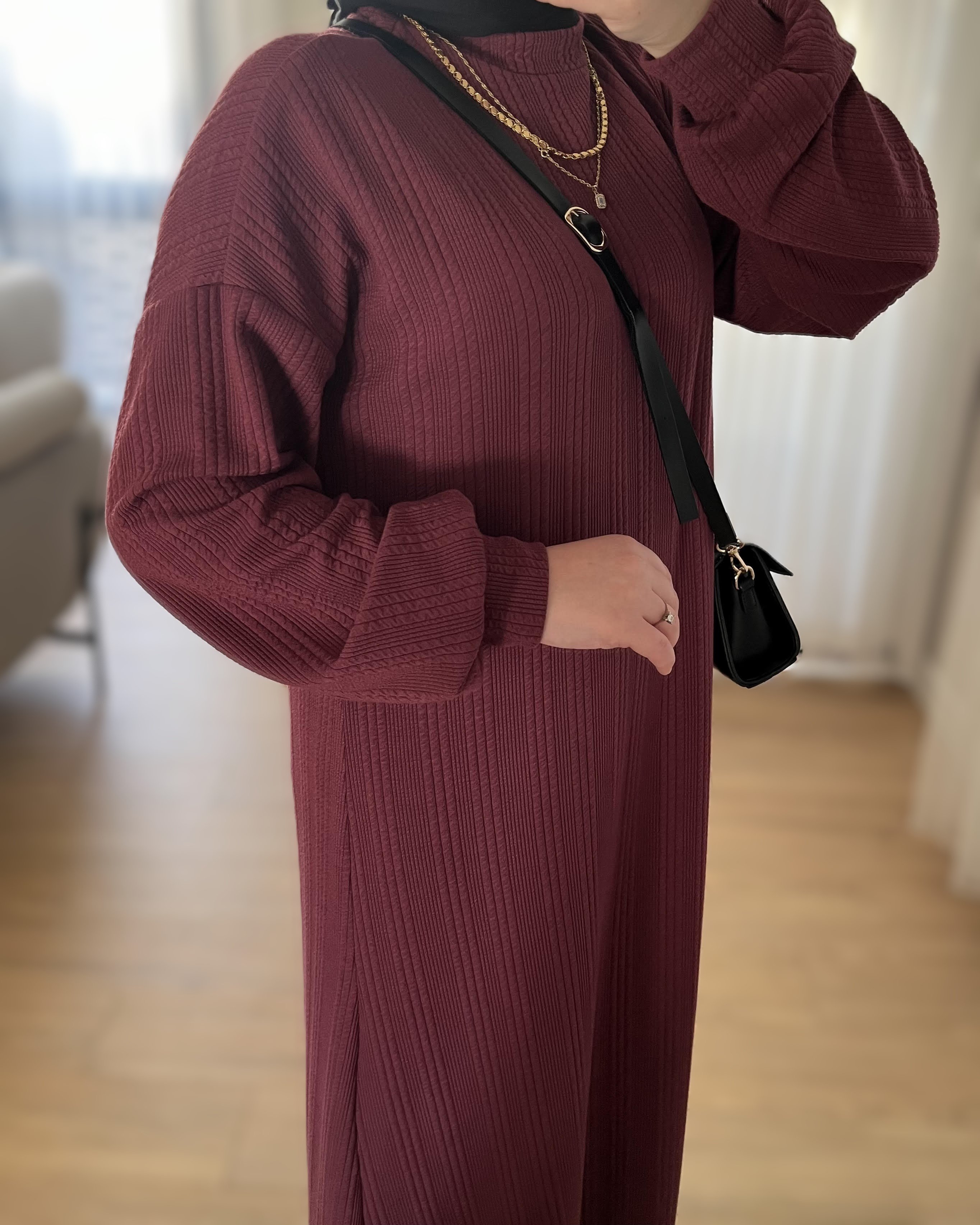 Asya Örme Elbise-Mürdüm (Kemer Hediyeli)
