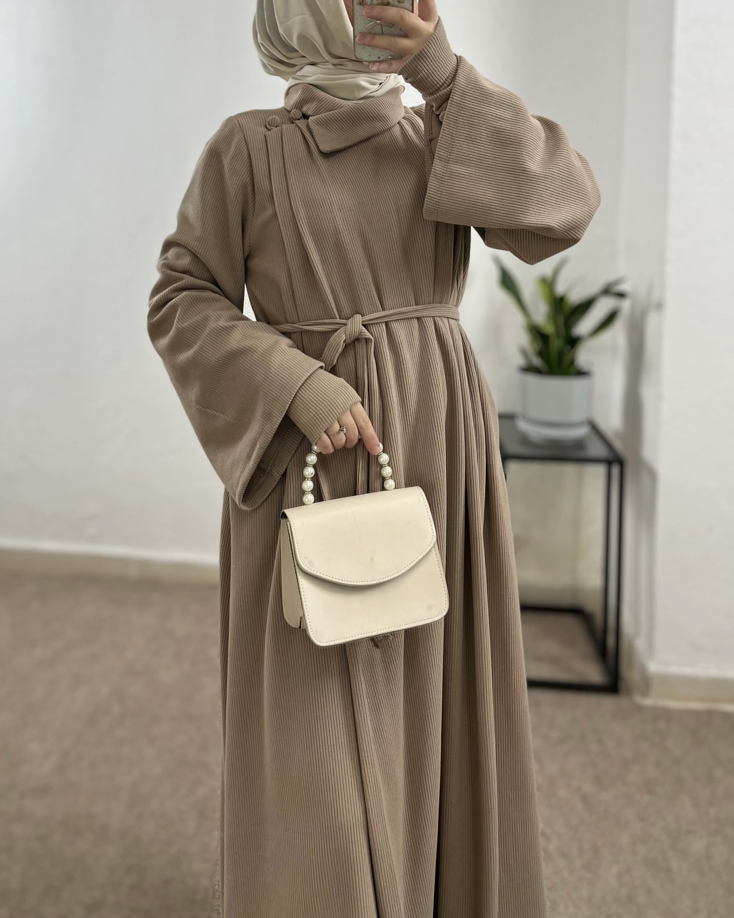 Anvelop Kışlık Elbise (Kolluk Hediyeli) - Bej