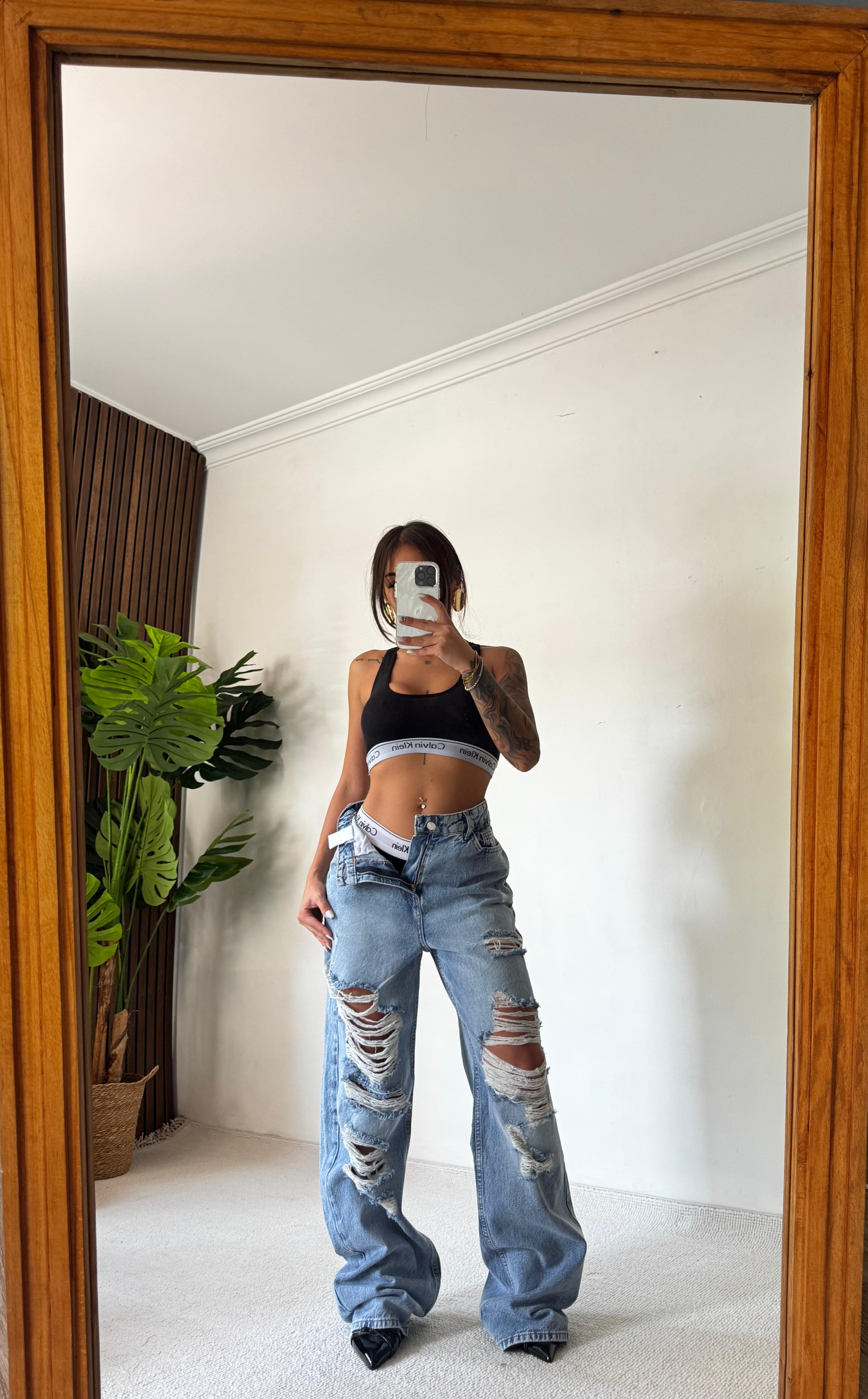 Sto Yırtık Pallazzo Denim 