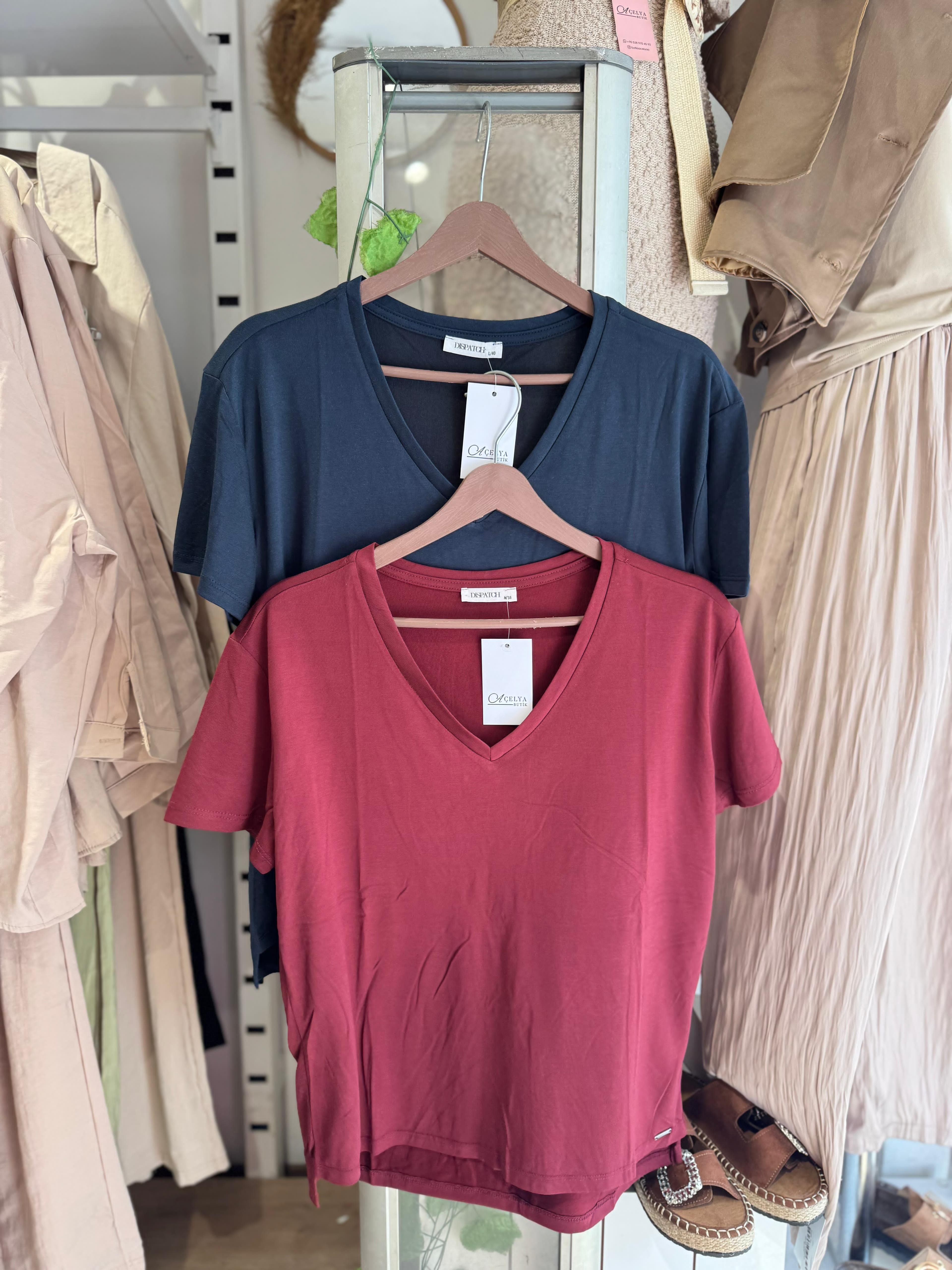 Dis Yumoş Kumaş V Yaka İnce T-Shirt
