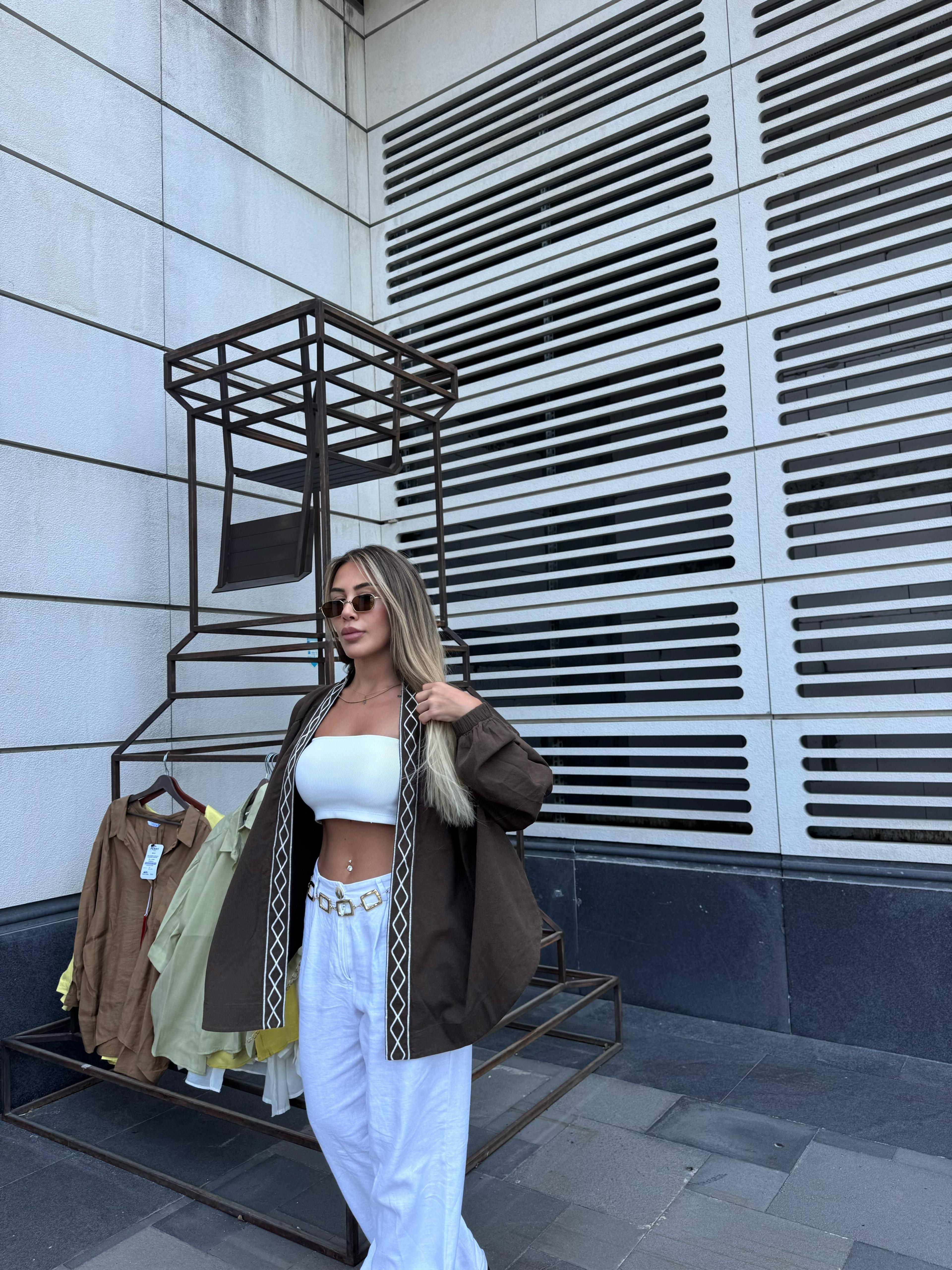 QUZ-Nakışlı Kimono 