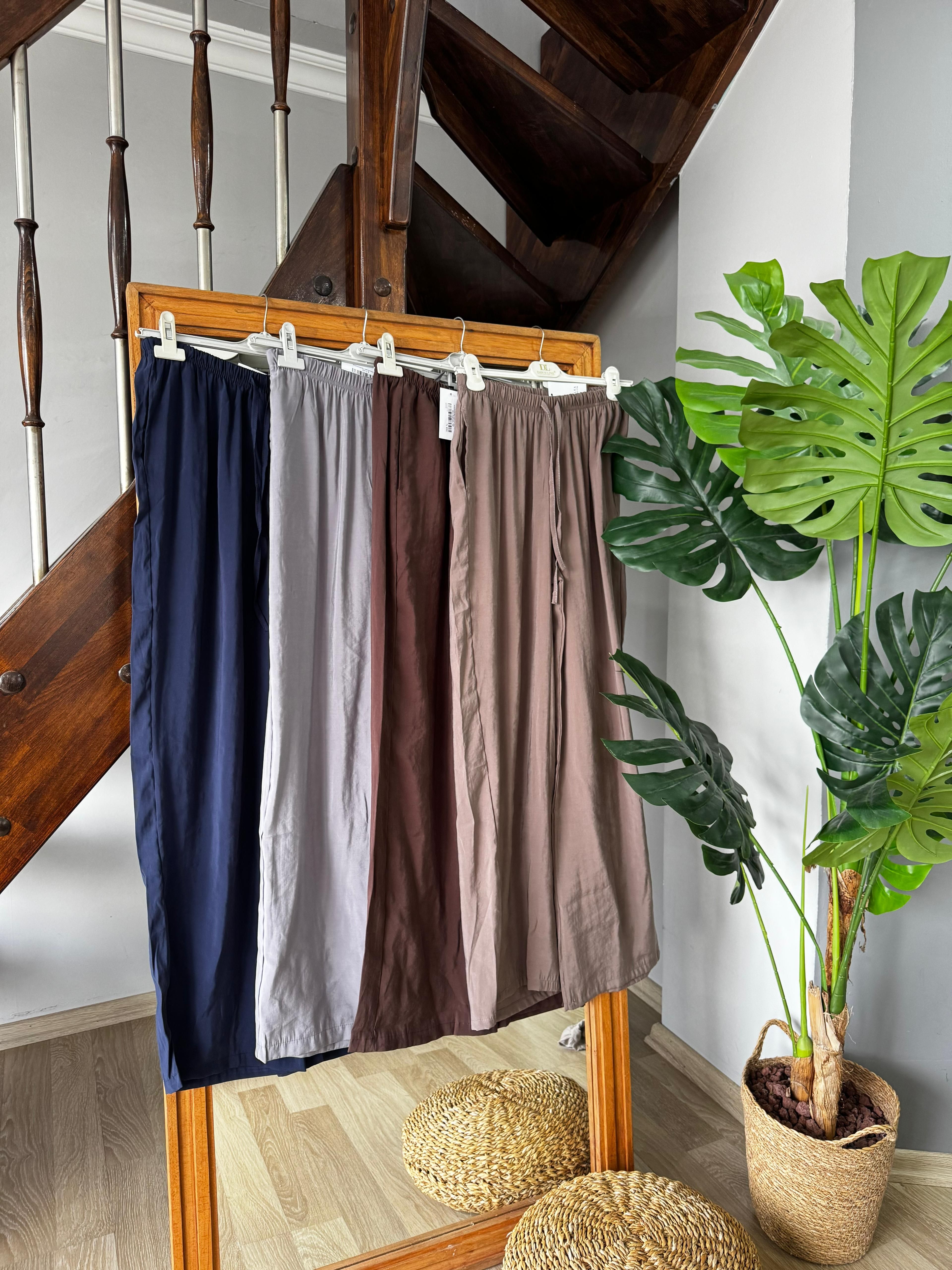 Modal Kumaş Beli Lastikli Bol Paça Pantalon