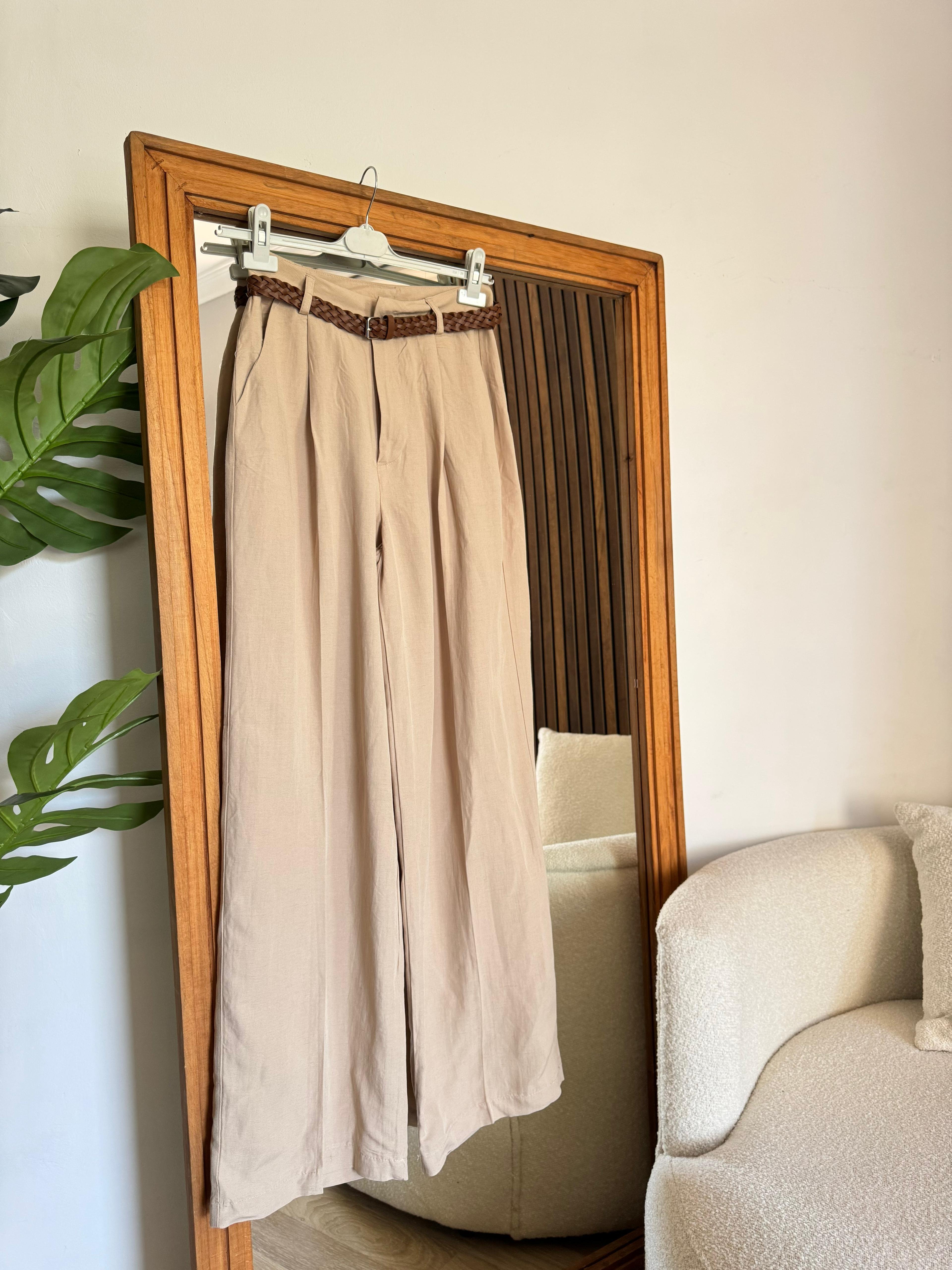 Mis Örgü Kemerli Palazzo  - Krem