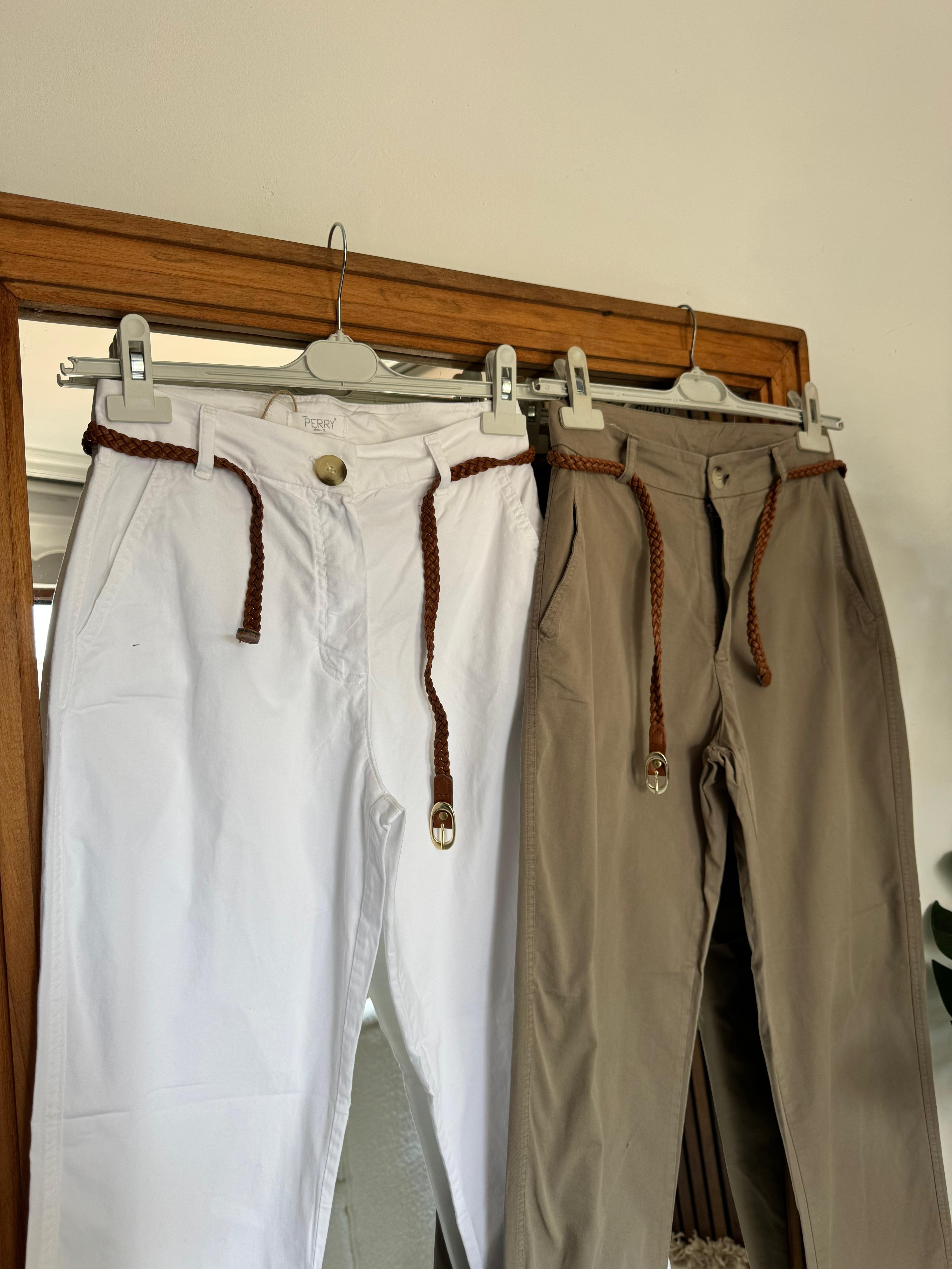 Mıs Kemerli Havuç Pantolon  - Beyaz