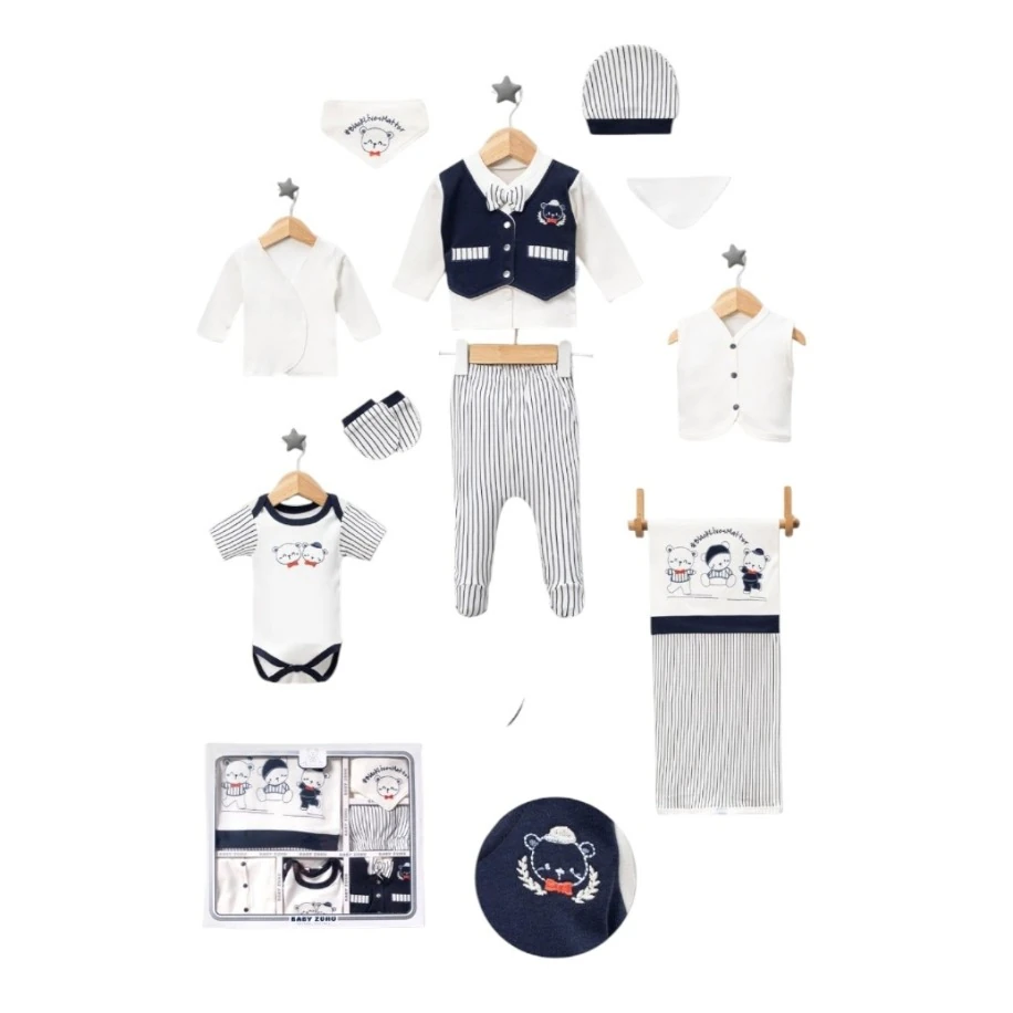 Yelekli Papyon Detaylı 10 Parça Erkek Bebek Seti