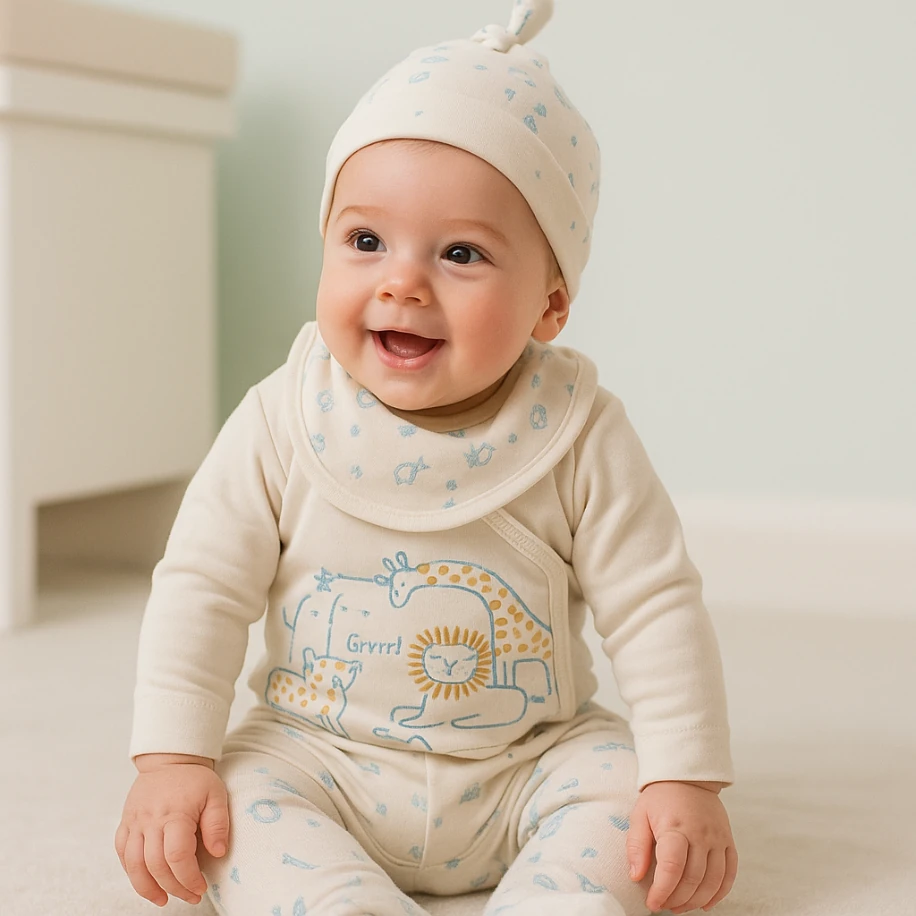 Safari Temalı 5’li Erkek Bebek Hastane Çıkış Seti