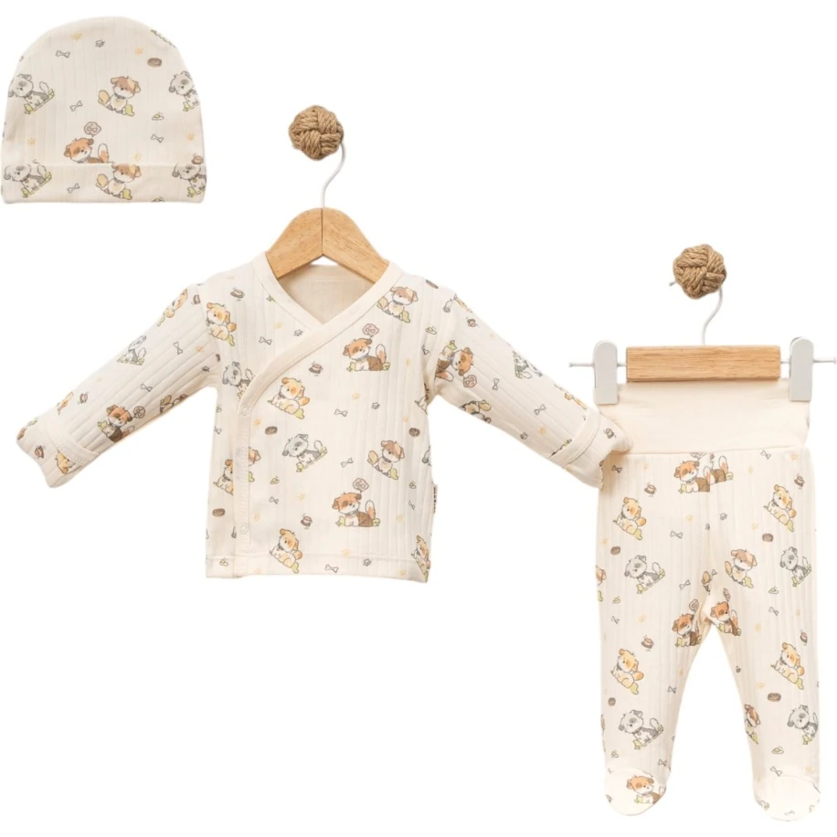 Baskılı 3 Parça Bebek Zıbın Takımı