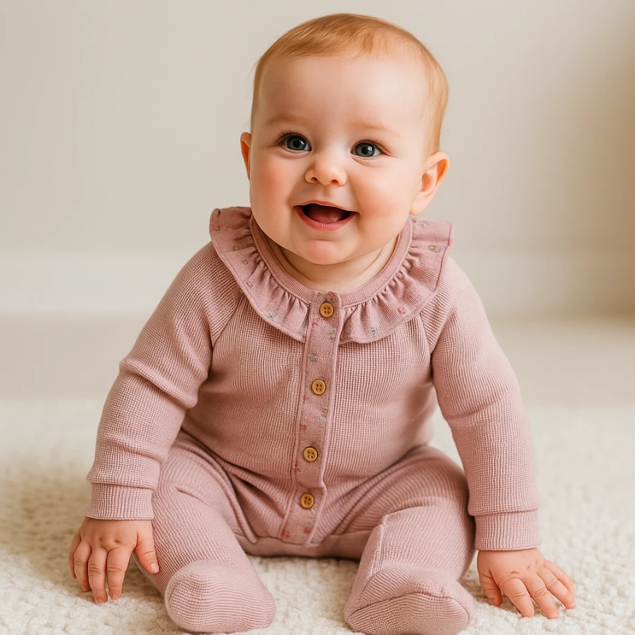 Gül Kurusu Kız Bebek Patikli Tulum