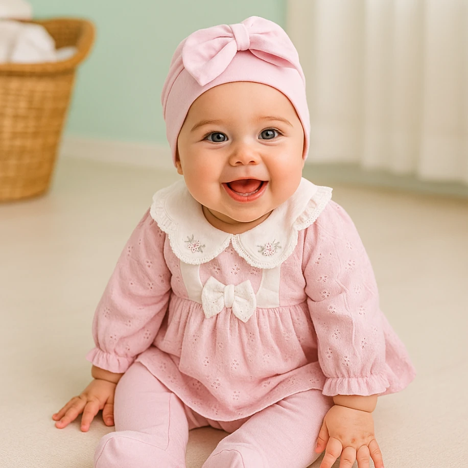 Pembe Güpürlü 5’li Kız Bebek Seti