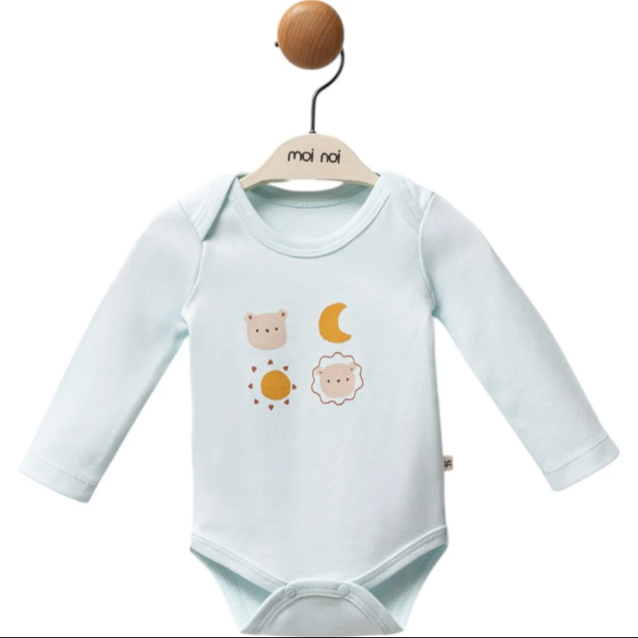 Güneş Desenli Unisex Amerikan Yaka Bebek Body