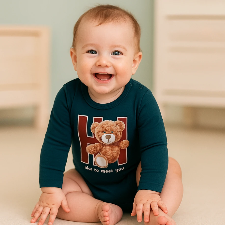 Nice to Meet You Baskılı Uzun Kollu Bebek Badi