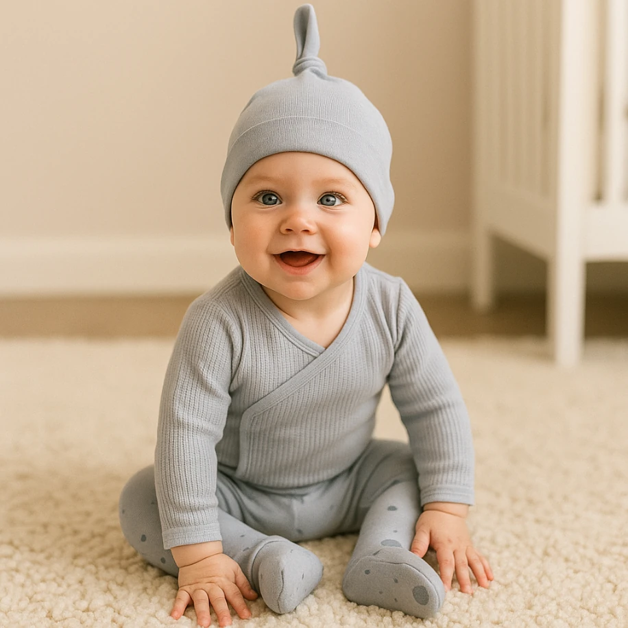 Erkek Bebek Şapkalı Body Pantolon Takımı