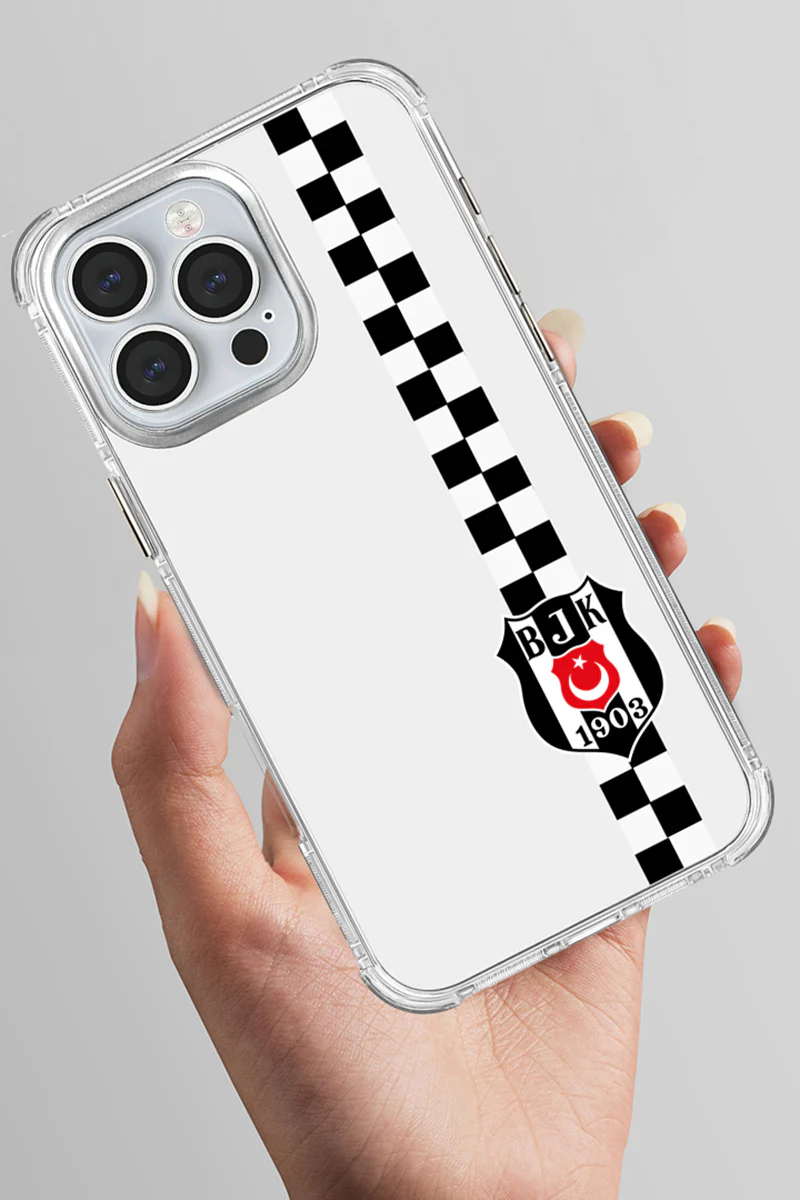 Beşiktaş Dama Şerit Arma Şeffaf Telefon Kılıfı