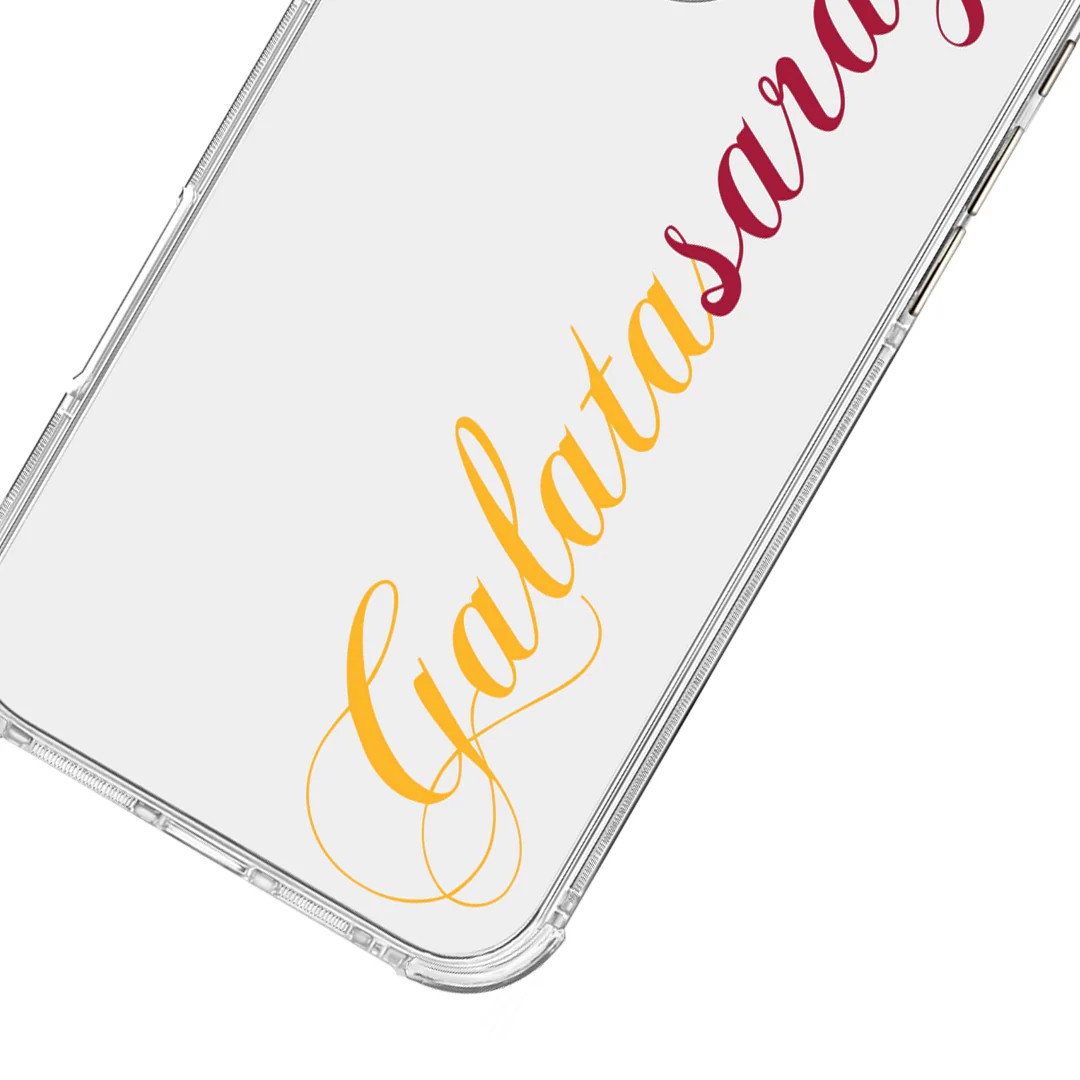 Galatasaray El Yazı Sarı Kırmızı Şeffaf Telefon Kılıfı