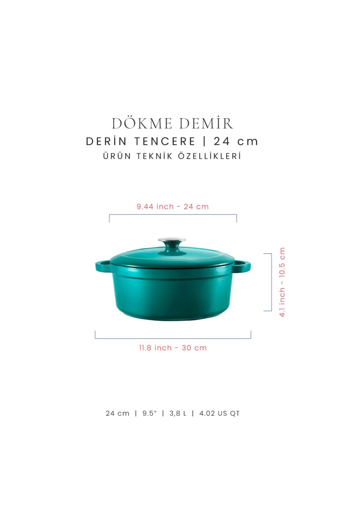 Voeux Profond Döküm Derin Tencere 24Cm