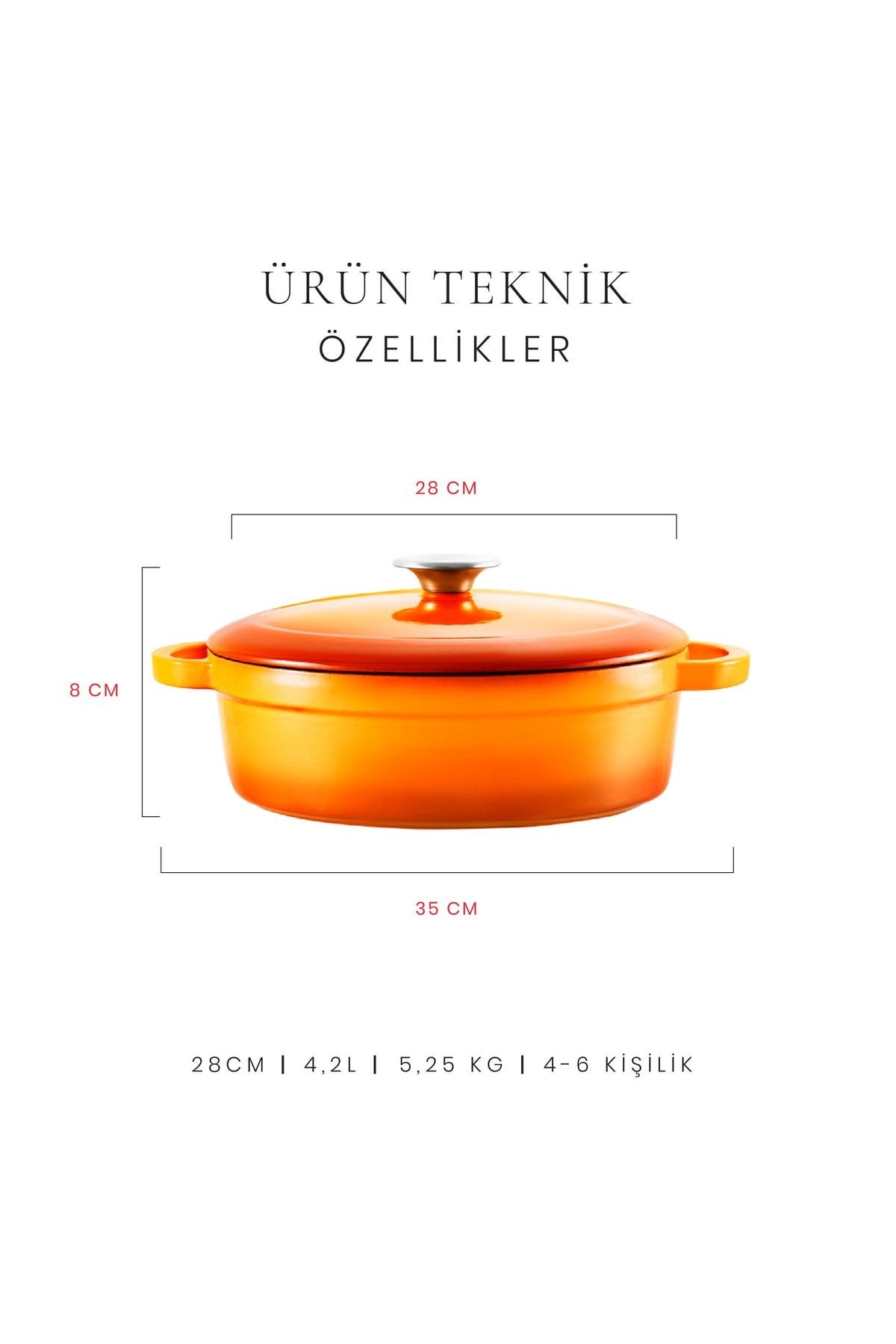 Voeux Amusant Döküm Sığ Tencere 28Cm