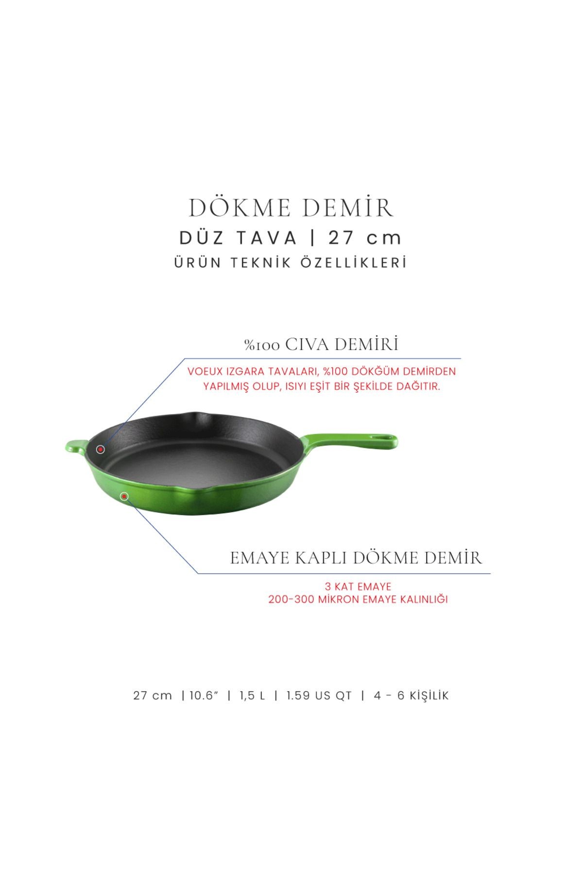 Voeux Forêt Döküm Düz Tava 27Cm