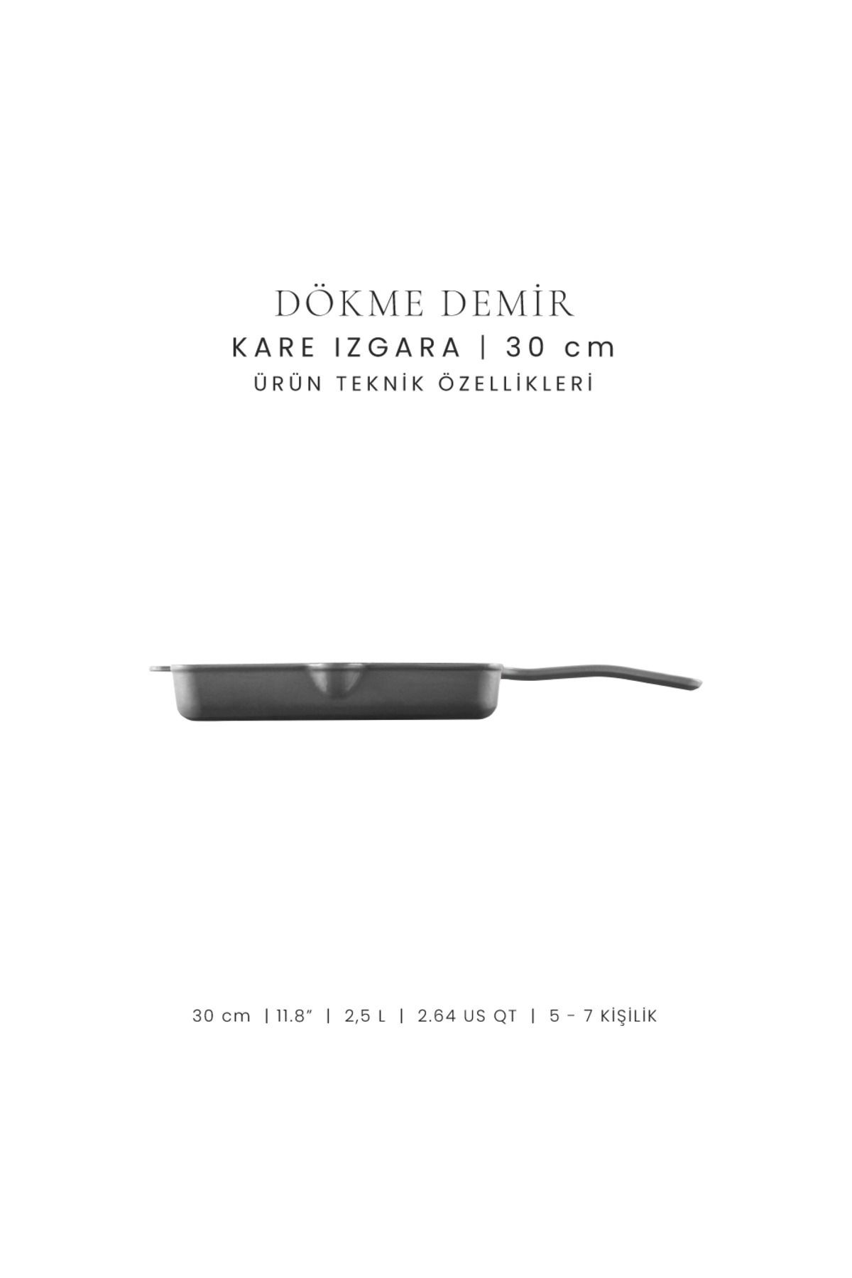 Voeux Gracieuse Döküm Kare Izgara Tava 30Cm