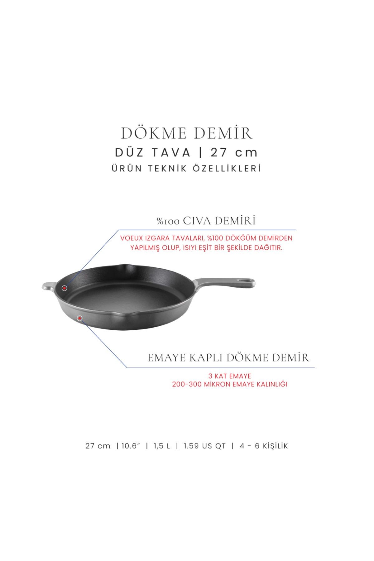 Voeux Gracieuse Döküm Düz Tava 27Cm