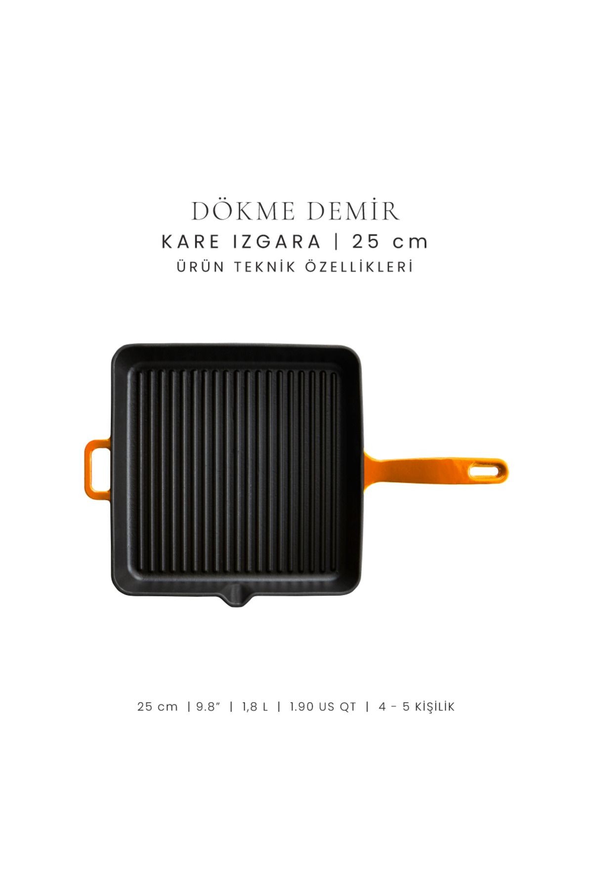 Voeux Amusant Döküm Kare Izgara Tava 25Cm