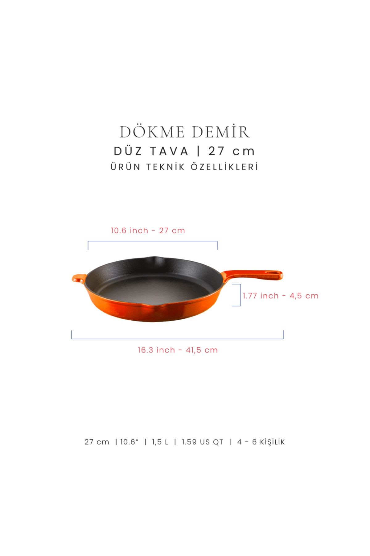 Voeux Amusant Döküm Düz Tava 27Cm