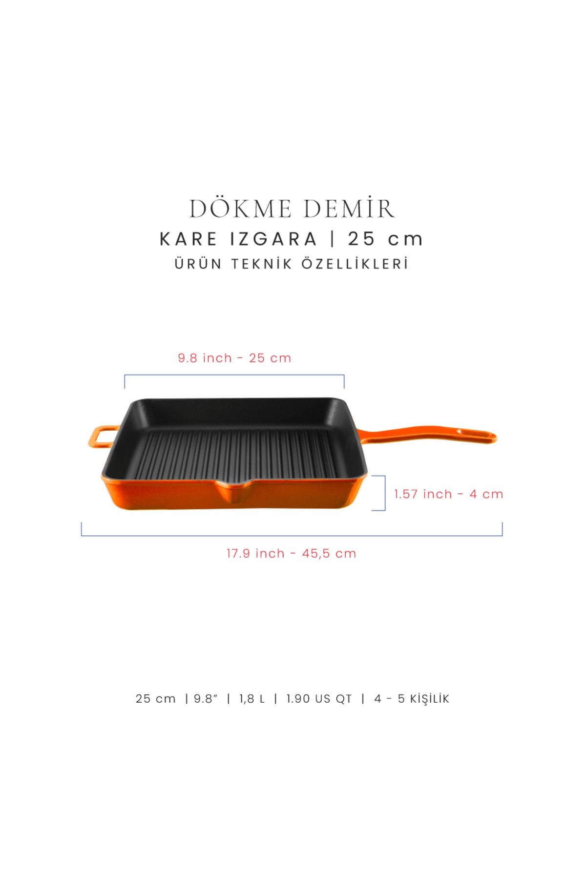 Voeux Amusant Döküm Kare Izgara Tava 25Cm