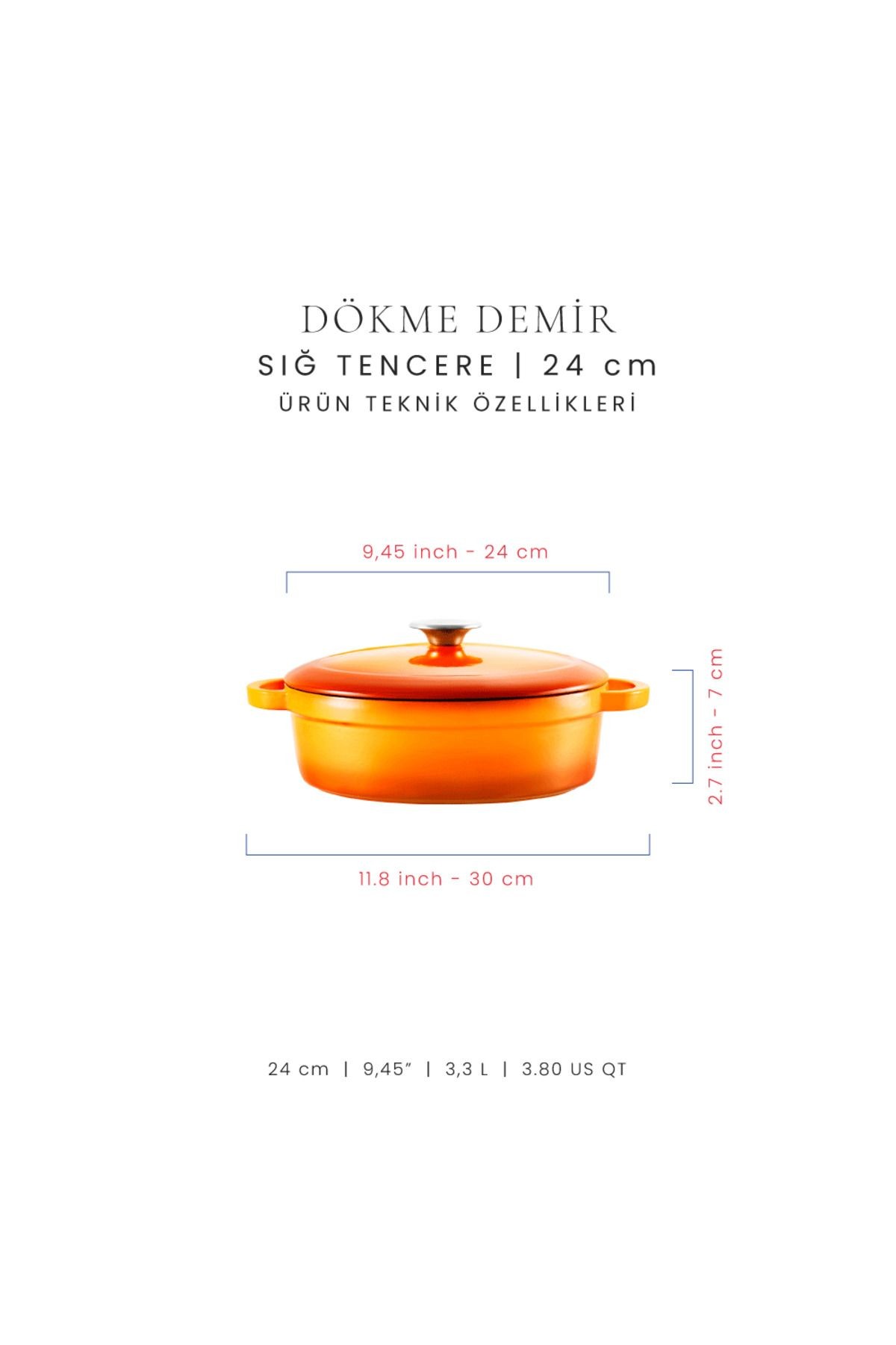 Voeux Amusant Döküm Sığ Tencere 24Cm