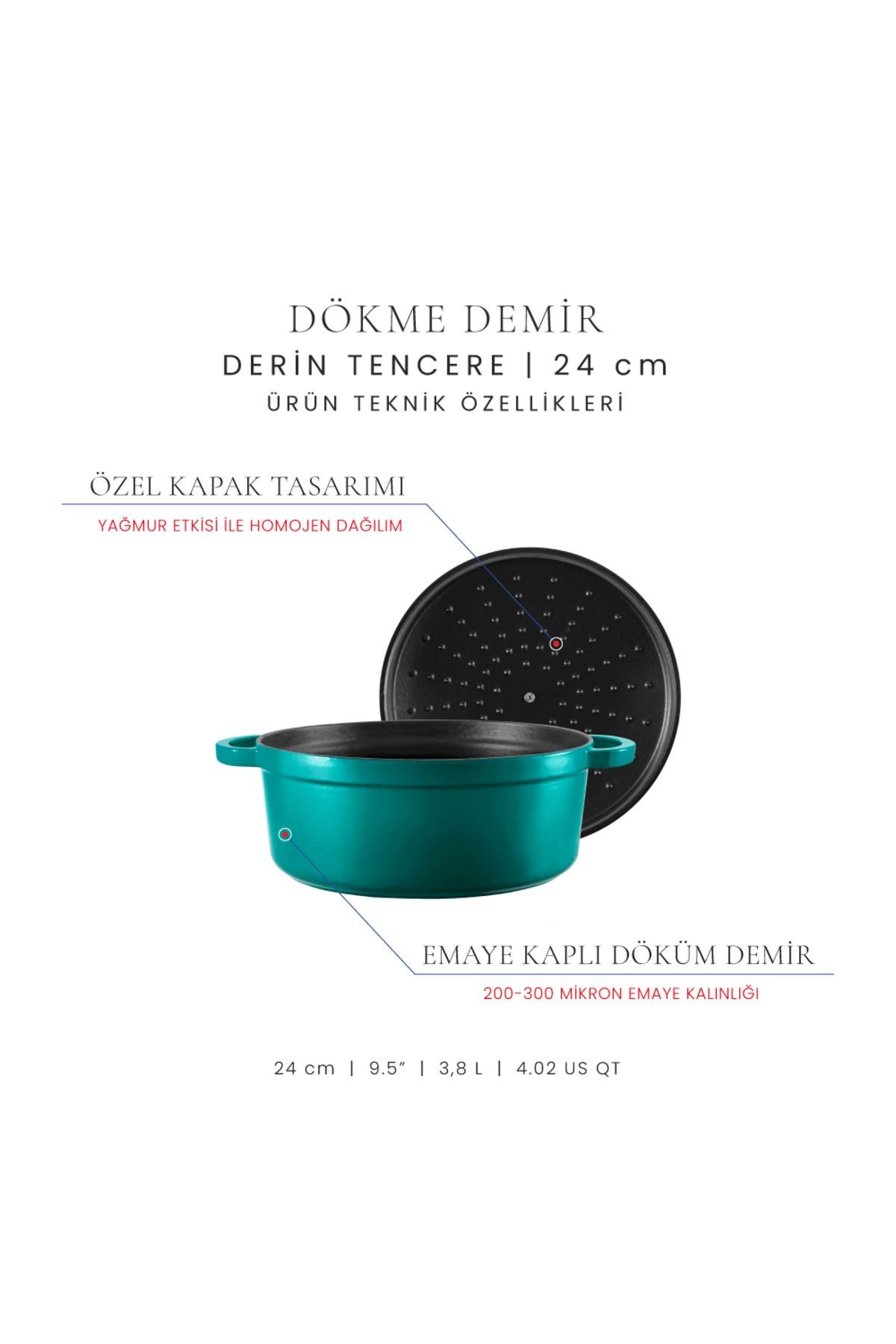 Voeux Profond Döküm Derin Tencere 24Cm