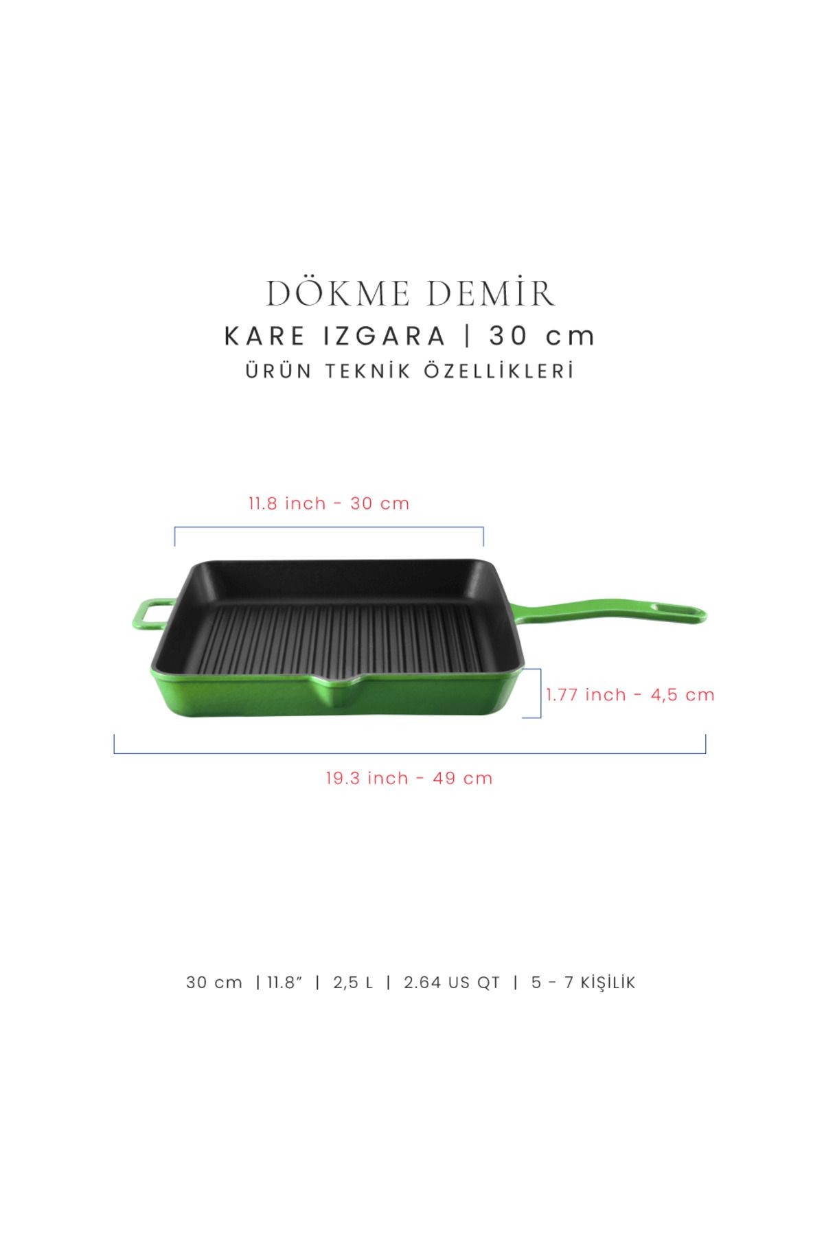 Voeux Forêt Döküm Kare Izgara Tava 30Cm