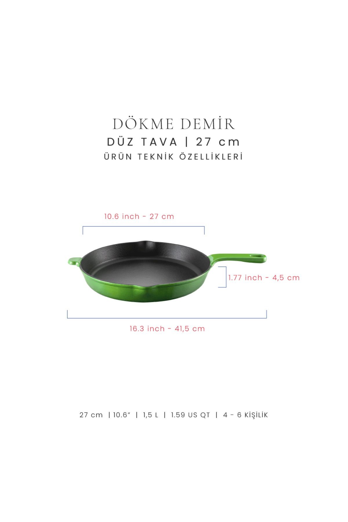 Voeux Forêt Döküm Düz Tava 27Cm