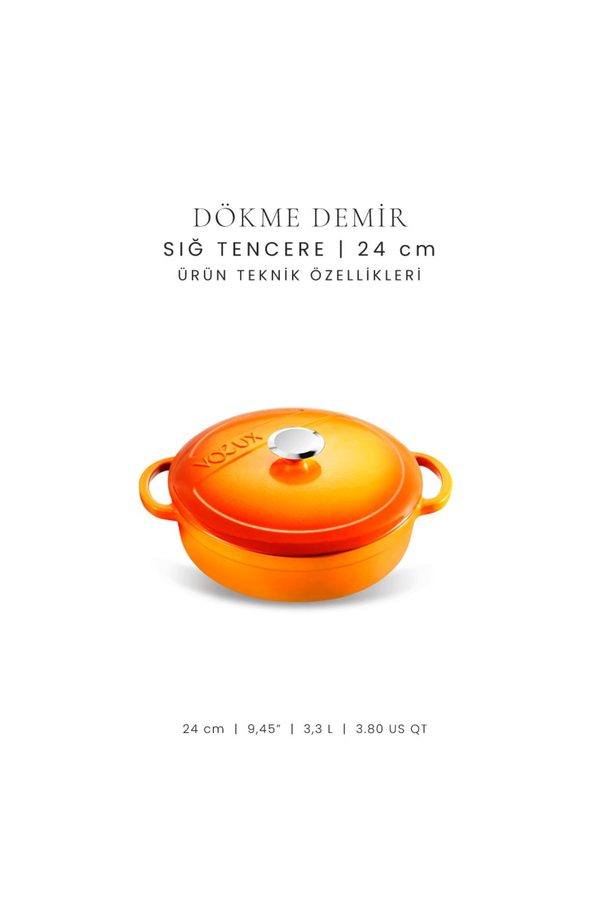 Voeux Amusant Döküm Sığ Tencere 24Cm
