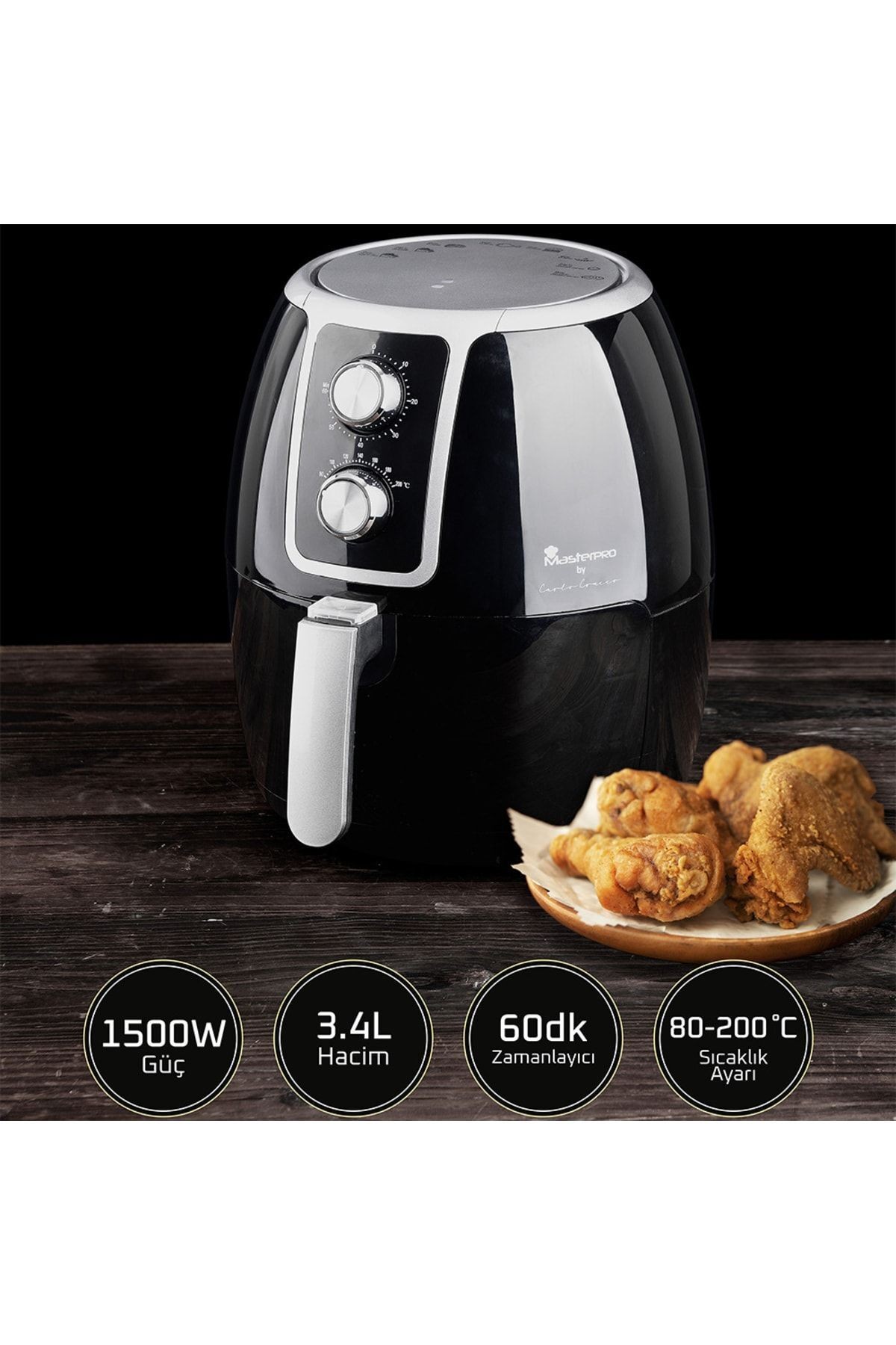 Airfryer Yağsız Fritöz 3,4 Litre Kapasiteli 1500 W Bgmp-9177