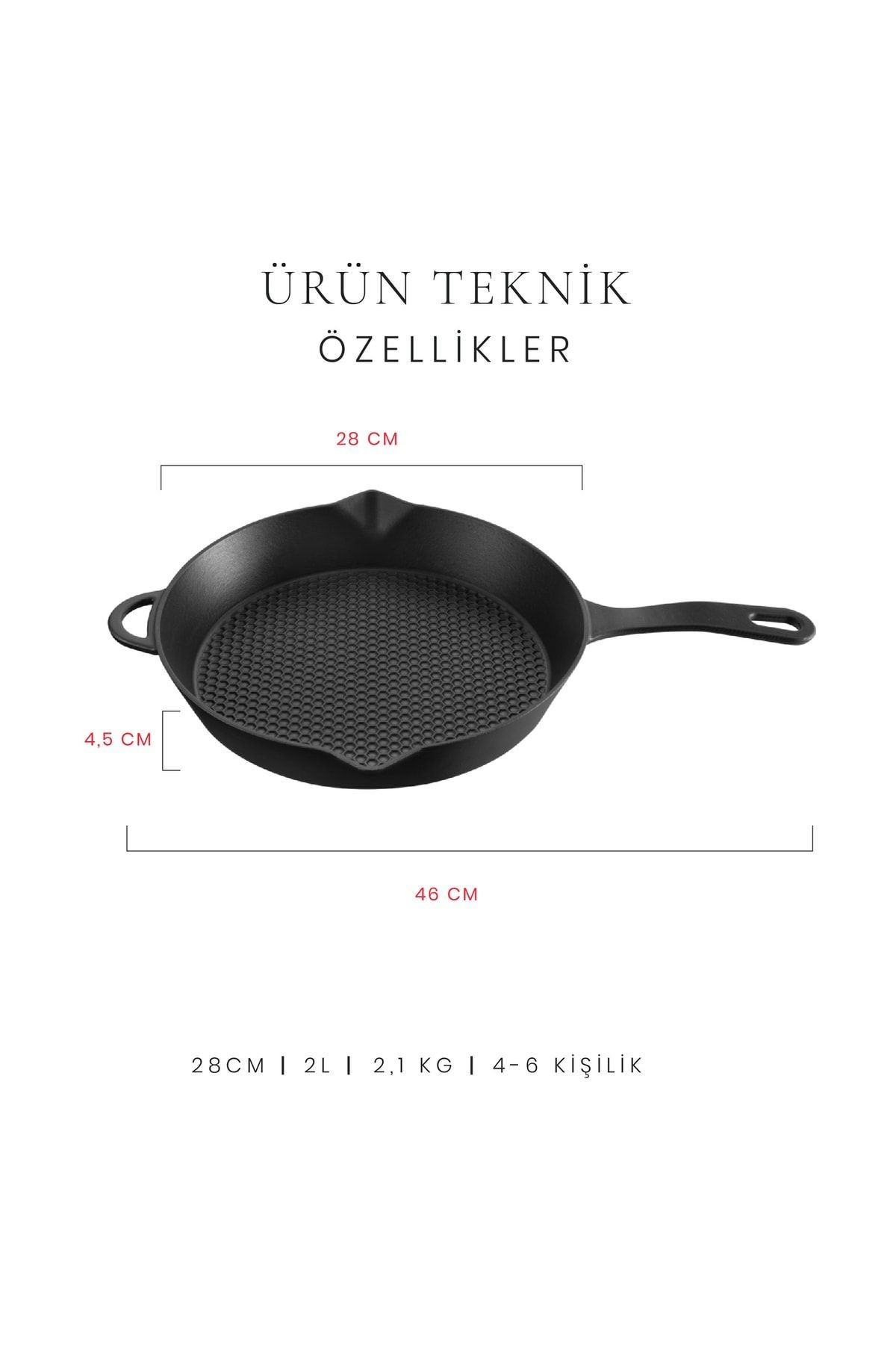 Voeux Elegance Yardımcı Kulplu Döküm Düz Tava 28Cm
