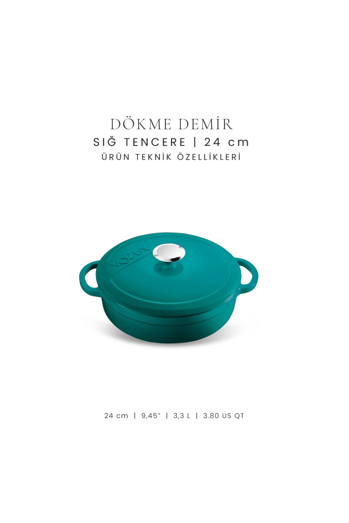 Voeux Profond Döküm Sığ Tencere 24Cm