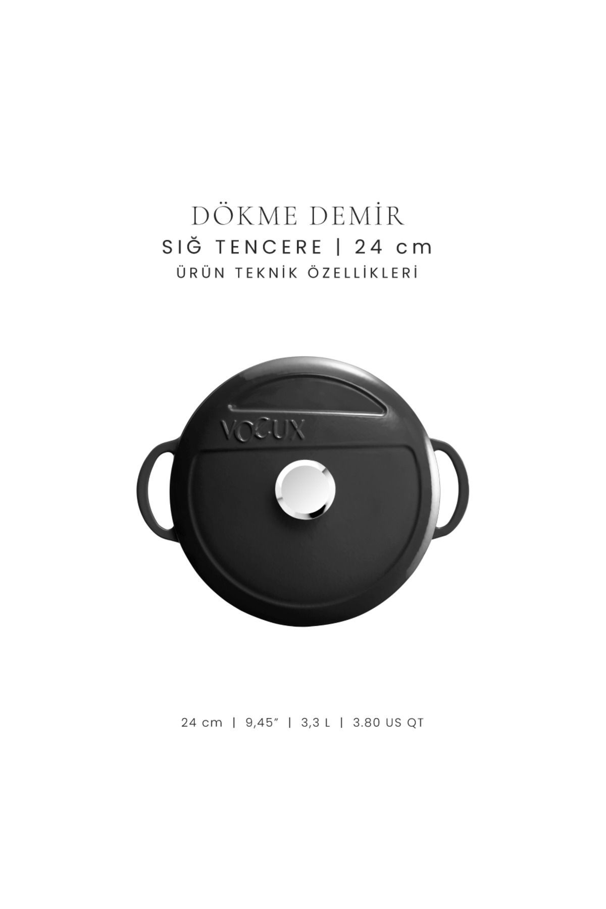 Voeux Elegance Döküm Sığ Tencere 24Cm
