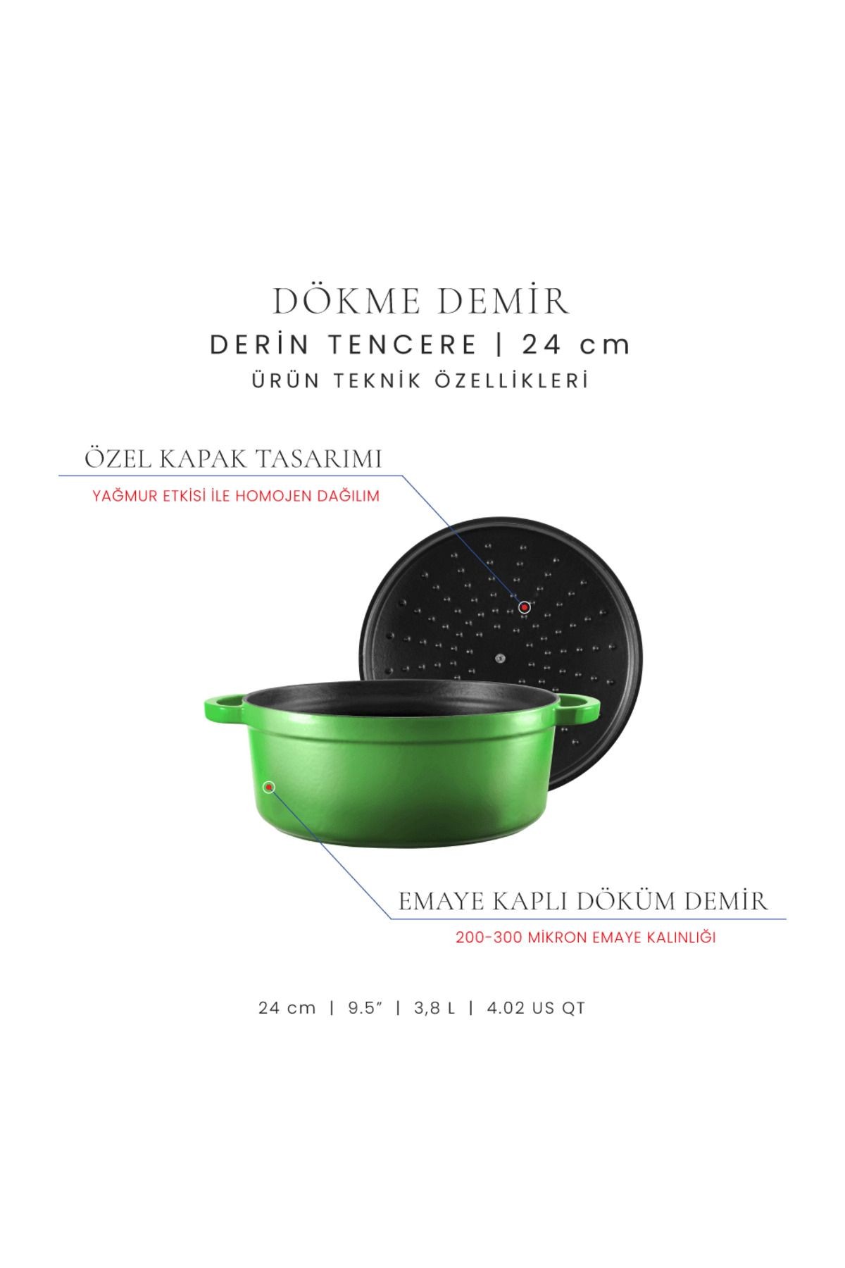 Voeux Forêt Döküm Derin Tencere 24Cm