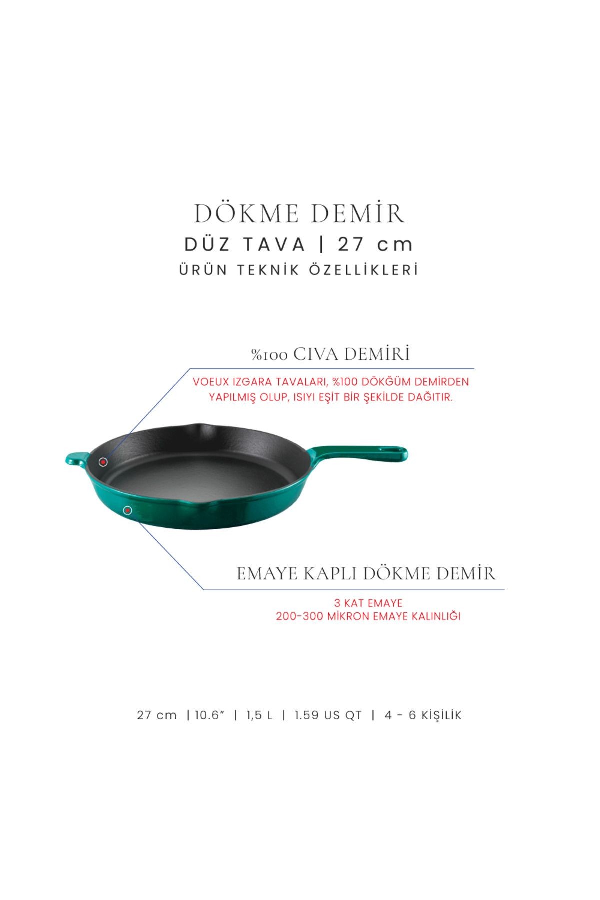 Voeux Profond Döküm Düz Tava 27Cm