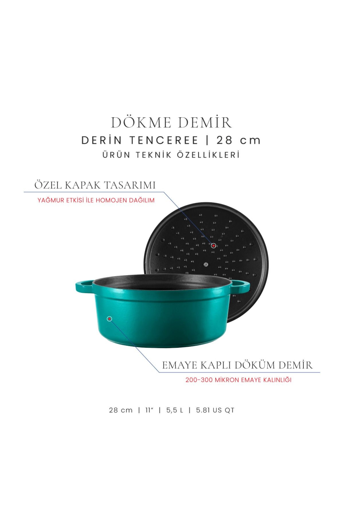 Voeux Profond Döküm Derin Tencere 28Cm