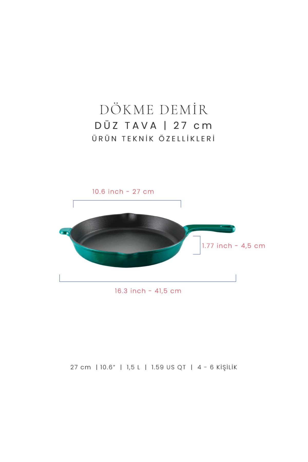 Voeux Profond Döküm Düz Tava 27Cm