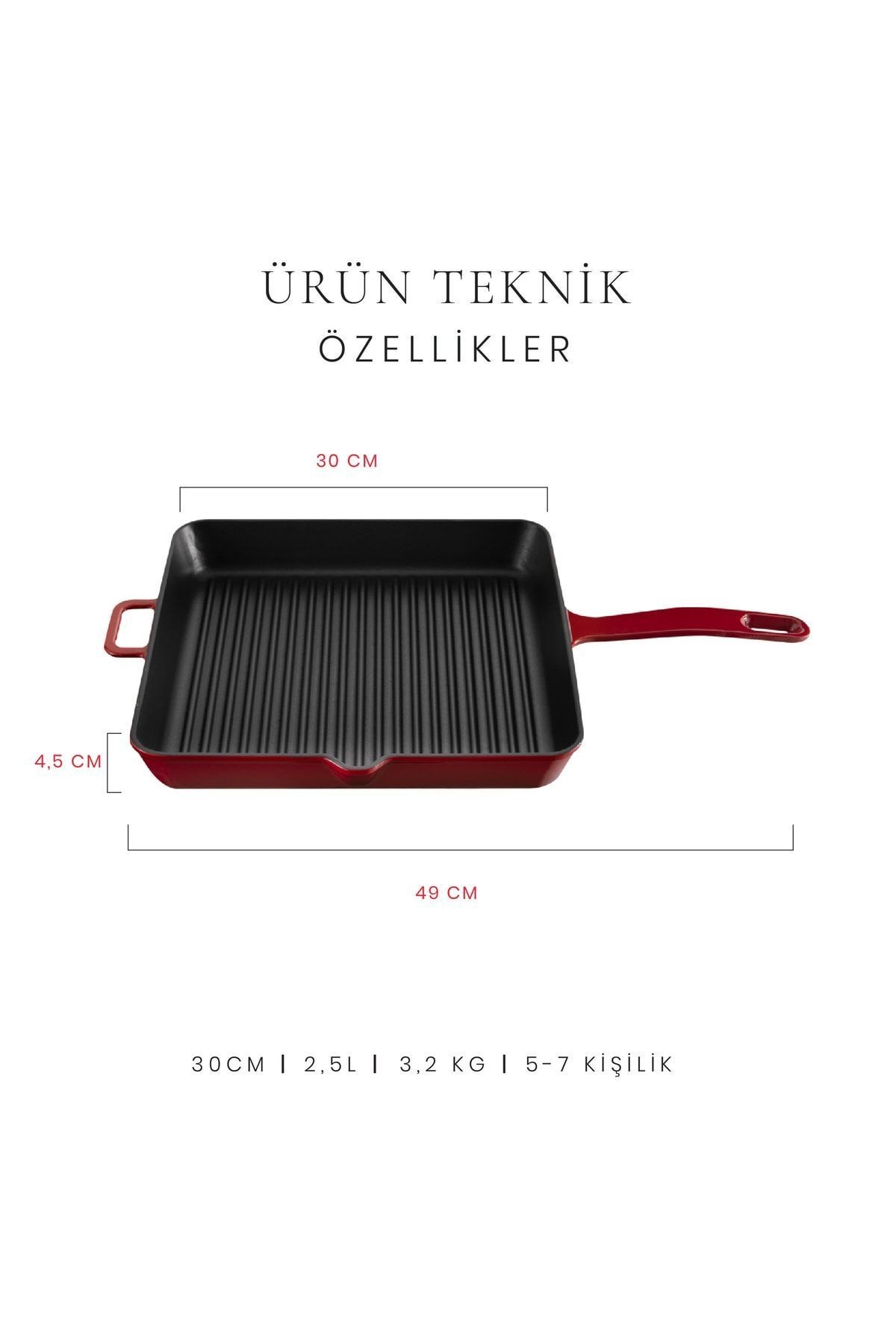 Voeux L'Amour Döküm Kare Izgara Tava 30 cm