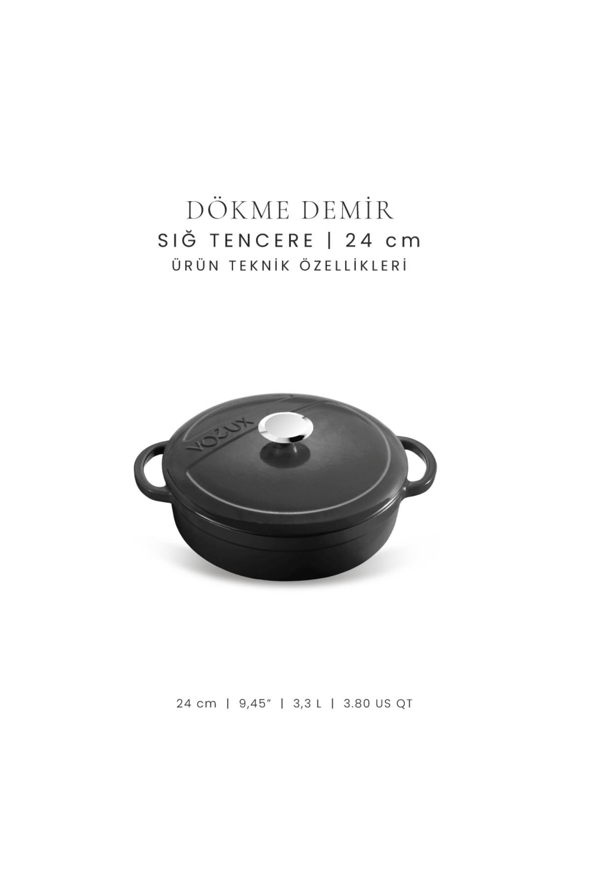 Voeux Elegance Döküm Sığ Tencere 24Cm