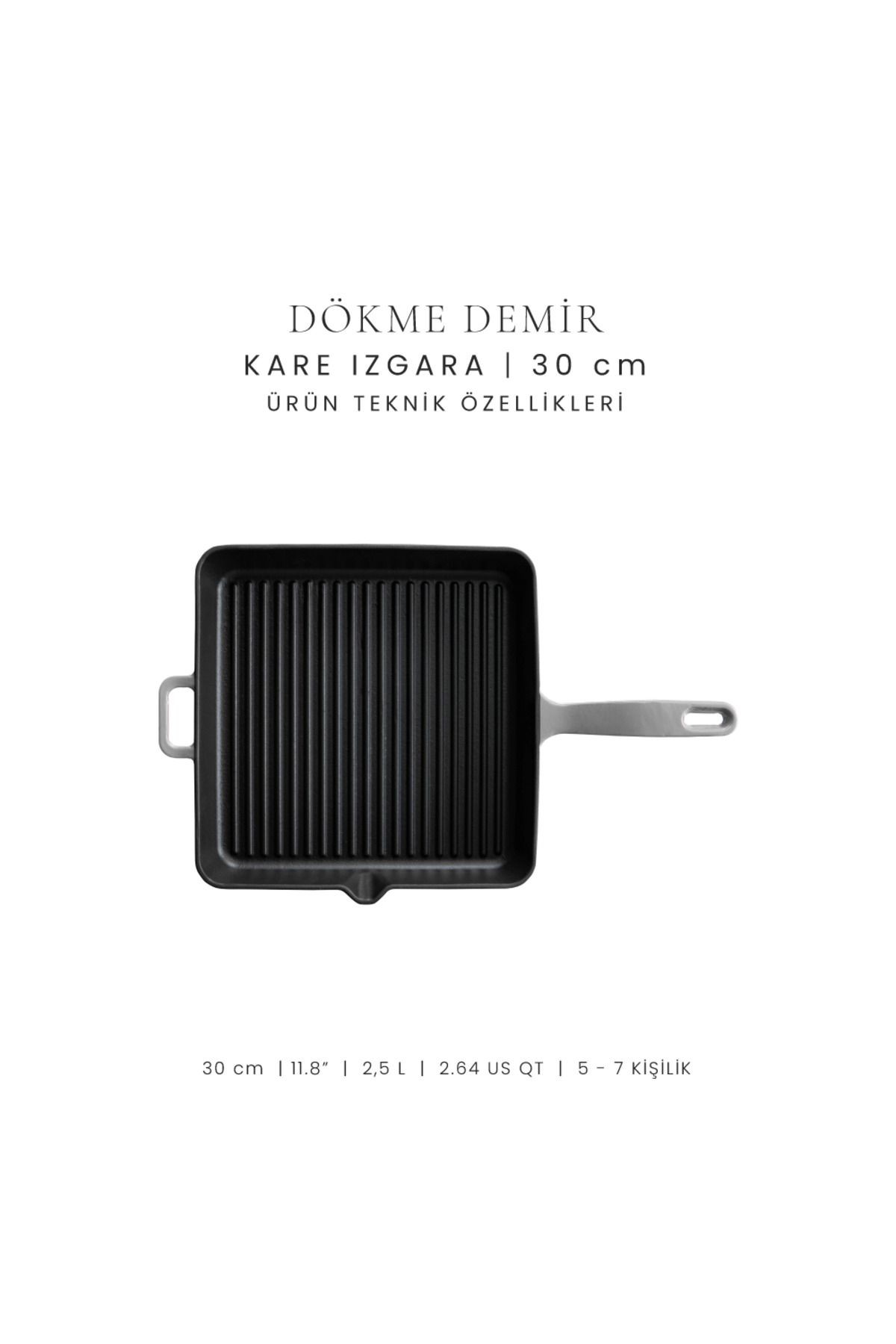 Voeux Gracieuse Döküm Kare Izgara Tava 30Cm