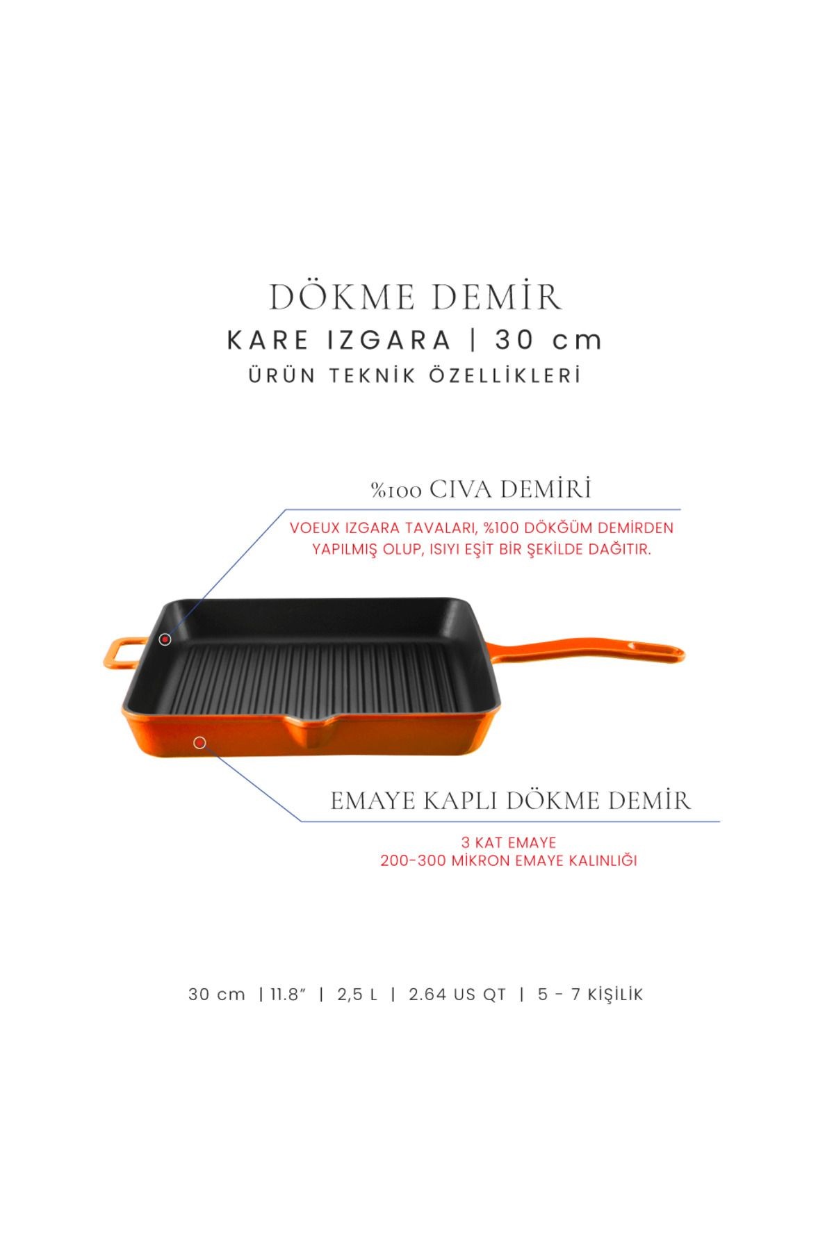 Voeux Amusant Döküm Kare Izgara Tava 30Cm