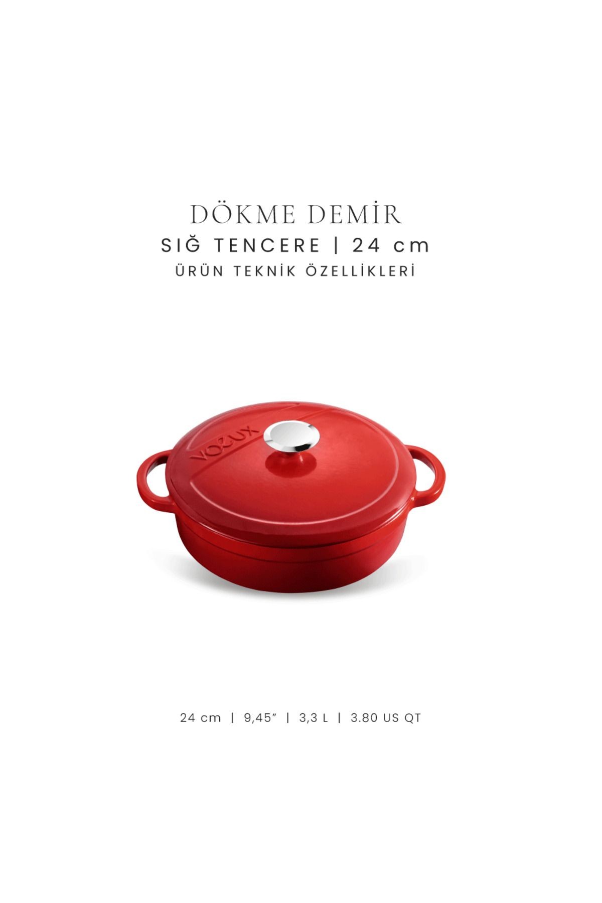 Voeux L'Amour Döküm Sığ Tencere 24 Cm