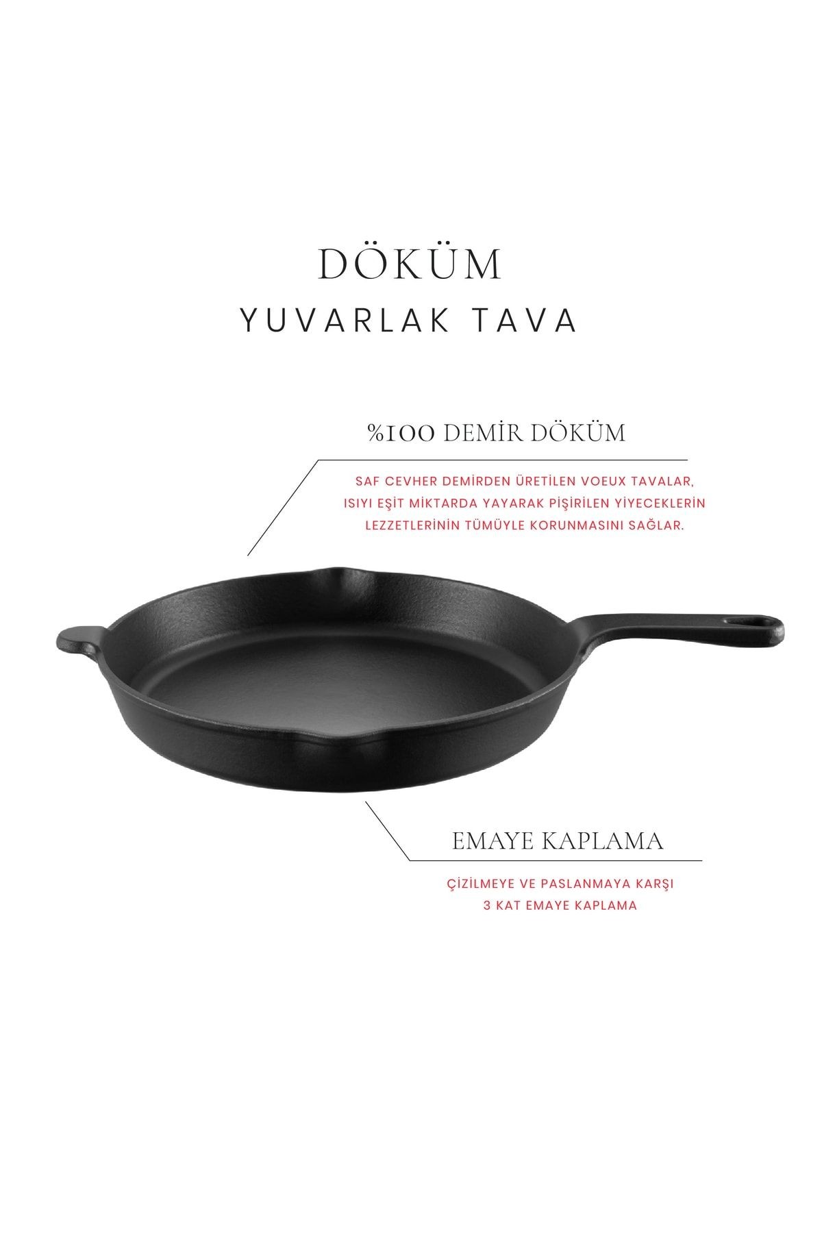 Voeux Elegance Döküm Düz Tava 27Cm