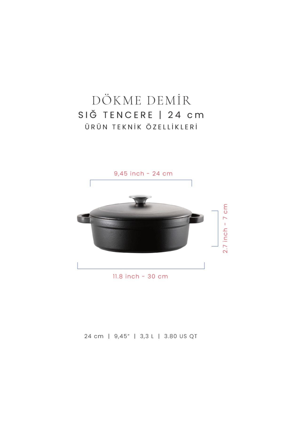 Voeux Elegance Döküm Sığ Tencere 24Cm