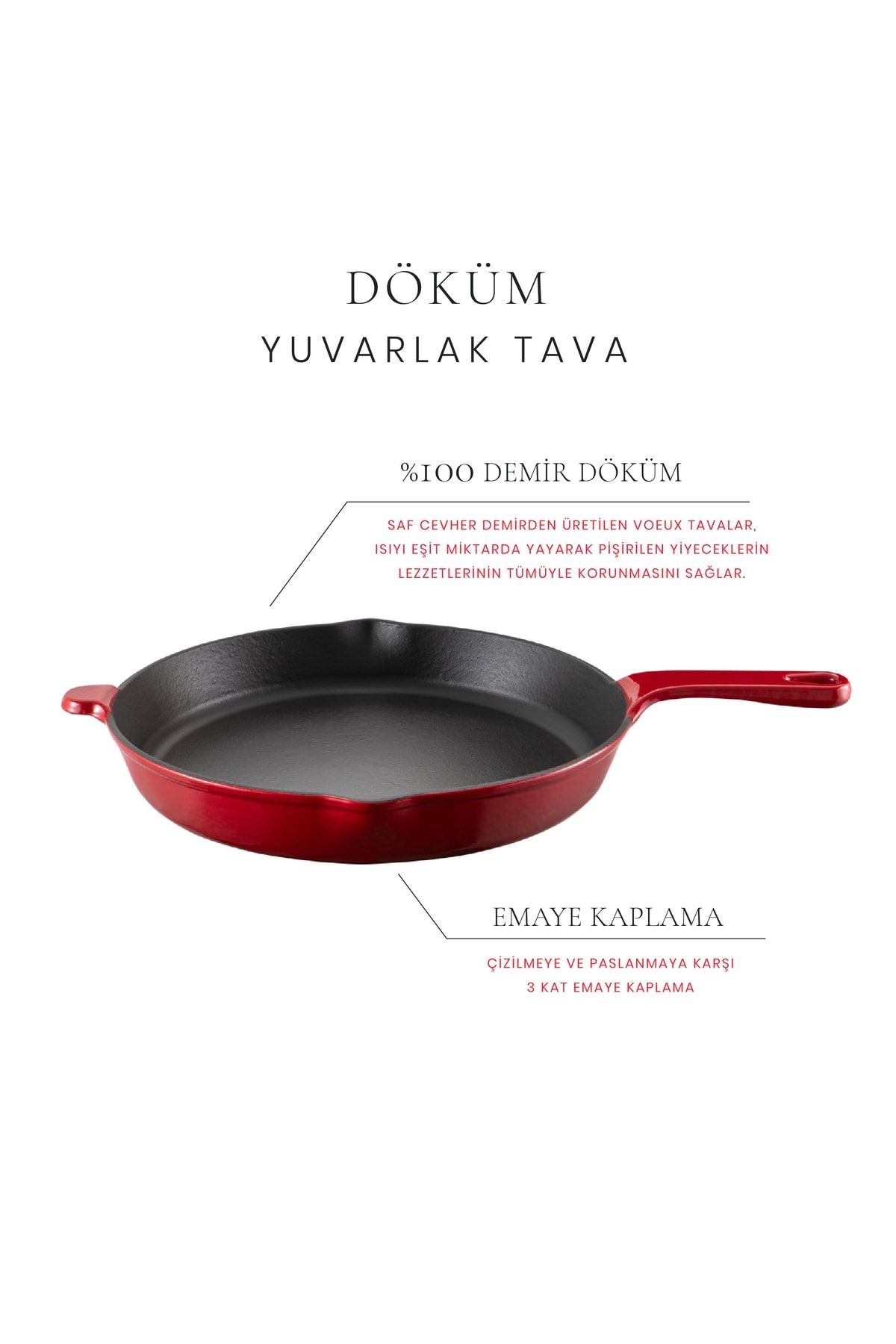 Voeux L'Amour Döküm Düz Tava 27Cm