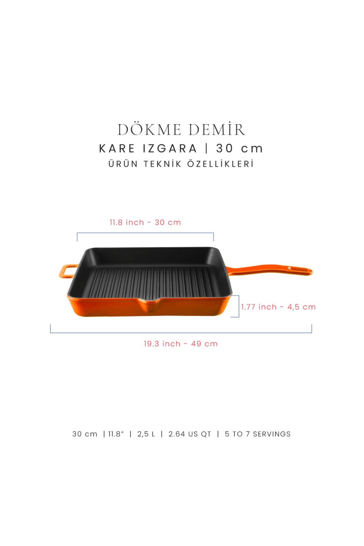 Voeux Amusant Döküm Kare Izgara Tava 30Cm
