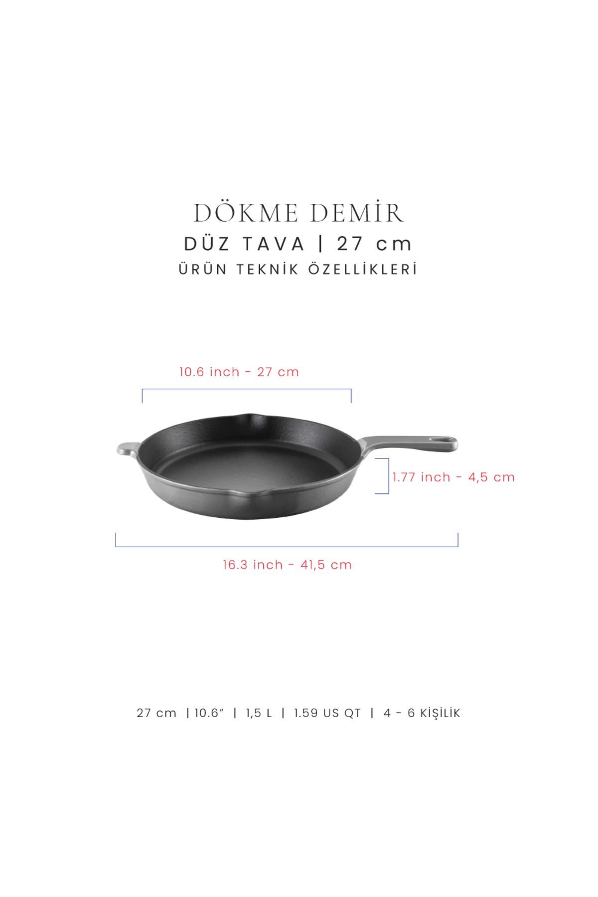 Voeux Gracieuse Döküm Düz Tava 27Cm